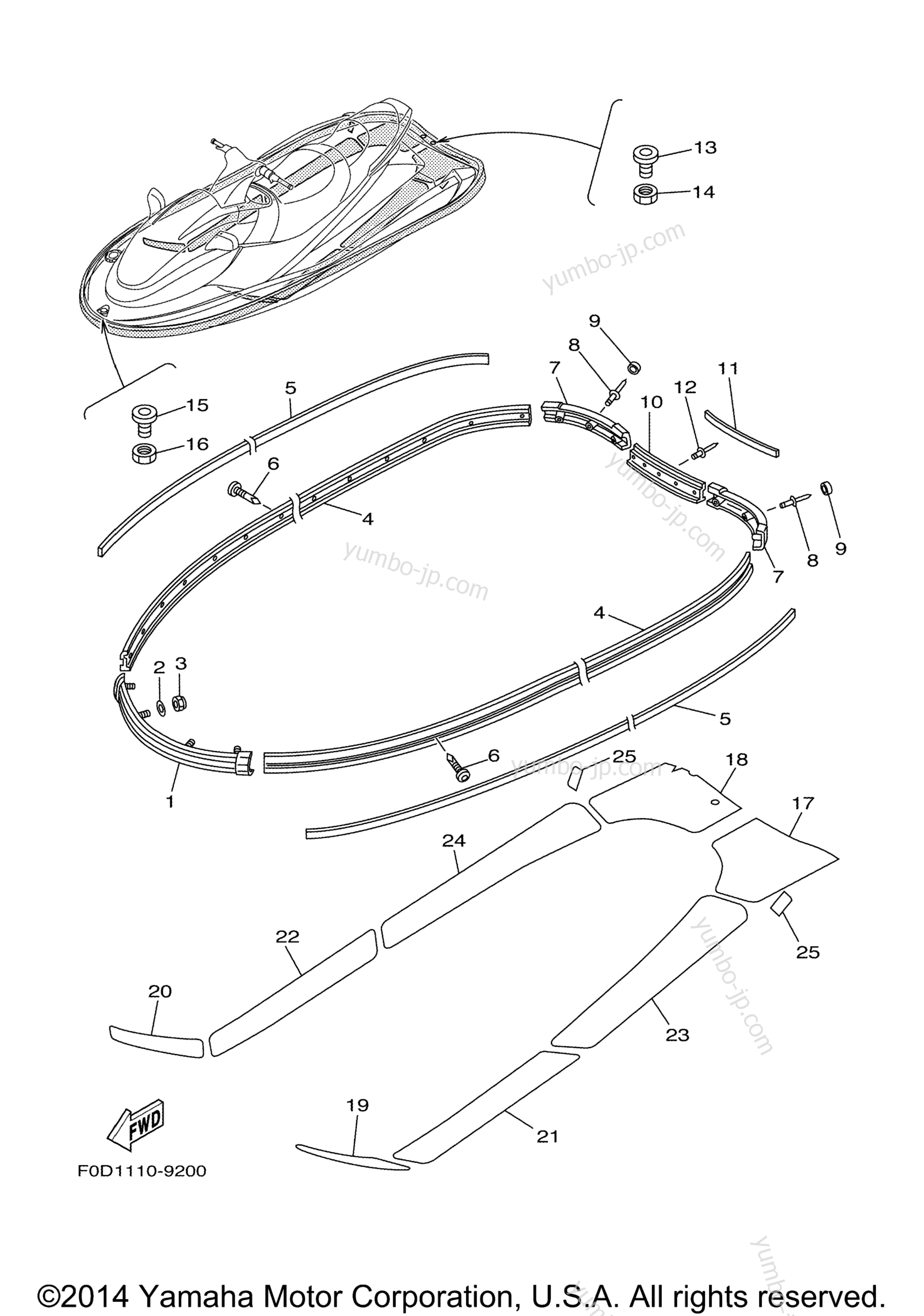 Gunwale. Mat for watercrafts YAMAHA XL1200 LTD (XA1200Y) 2000 year