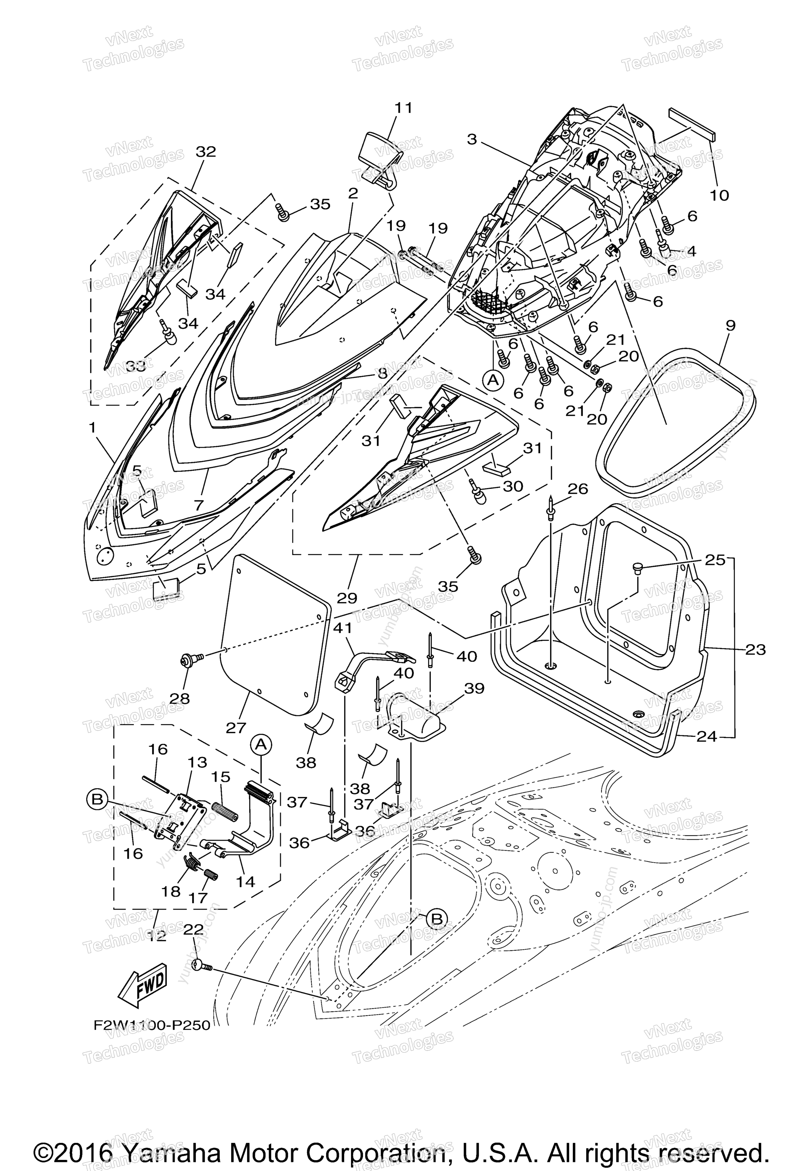 Engine Hatch 2 для гидроциклов YAMAHA GP1800 (GP1800S) 2017 г.