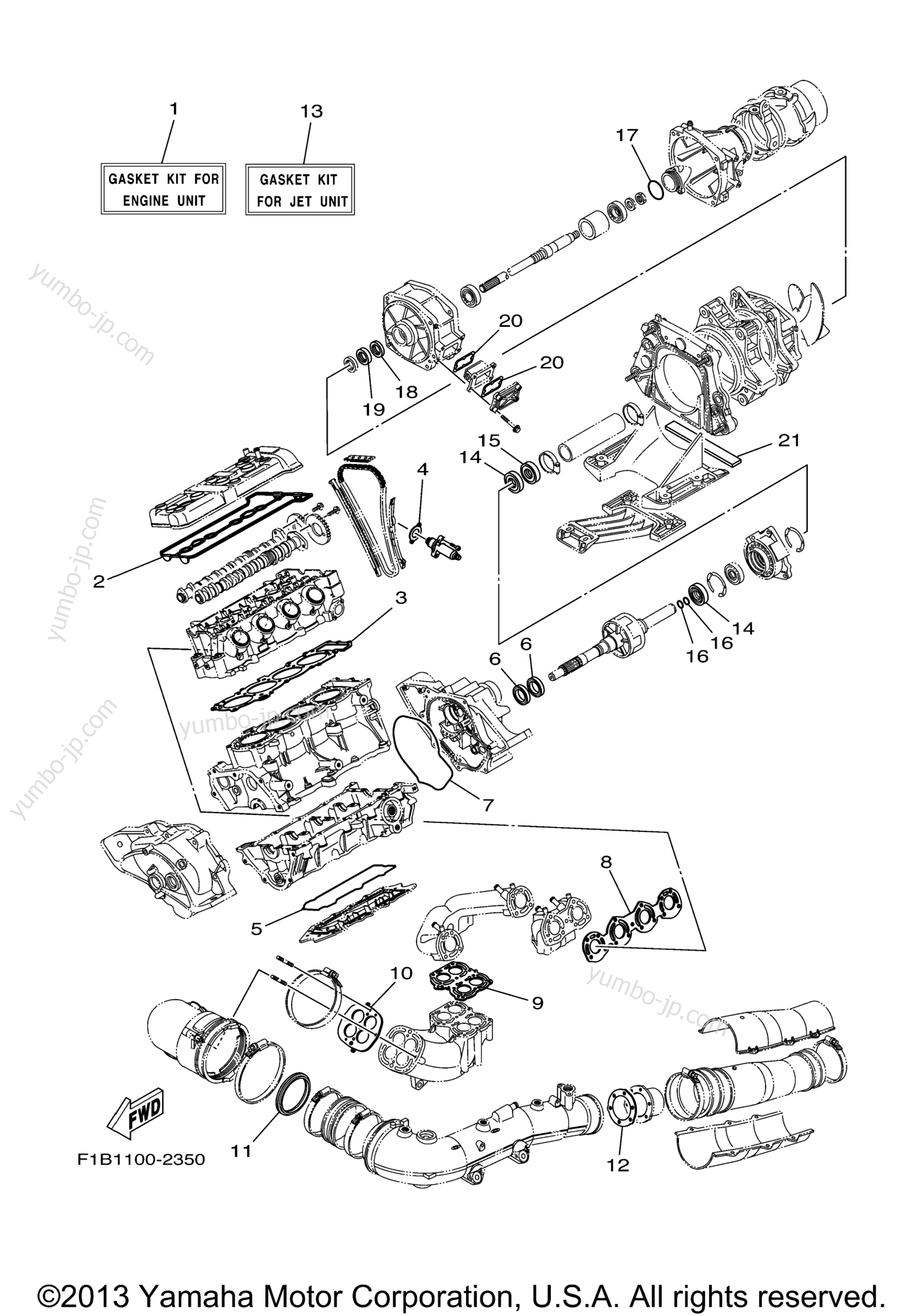 Repair Kit 1 для гидроциклов YAMAHA FX140 (FX1000CB) CA 2003 г.