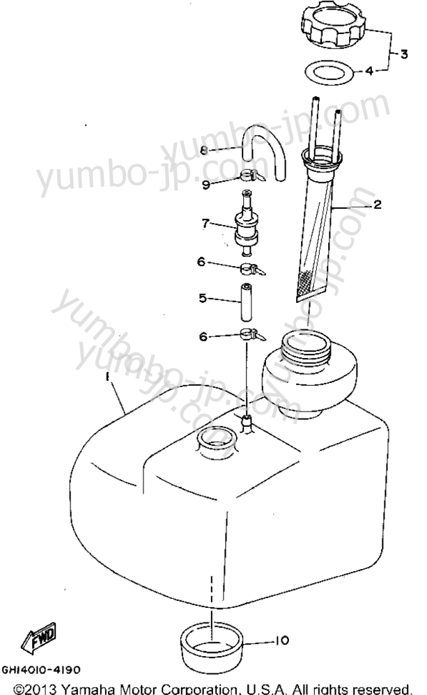 Oil Tank (For Oil Injection) для гидроциклов YAMAHA WAVE RAIDER (RA700S) 1994 г.