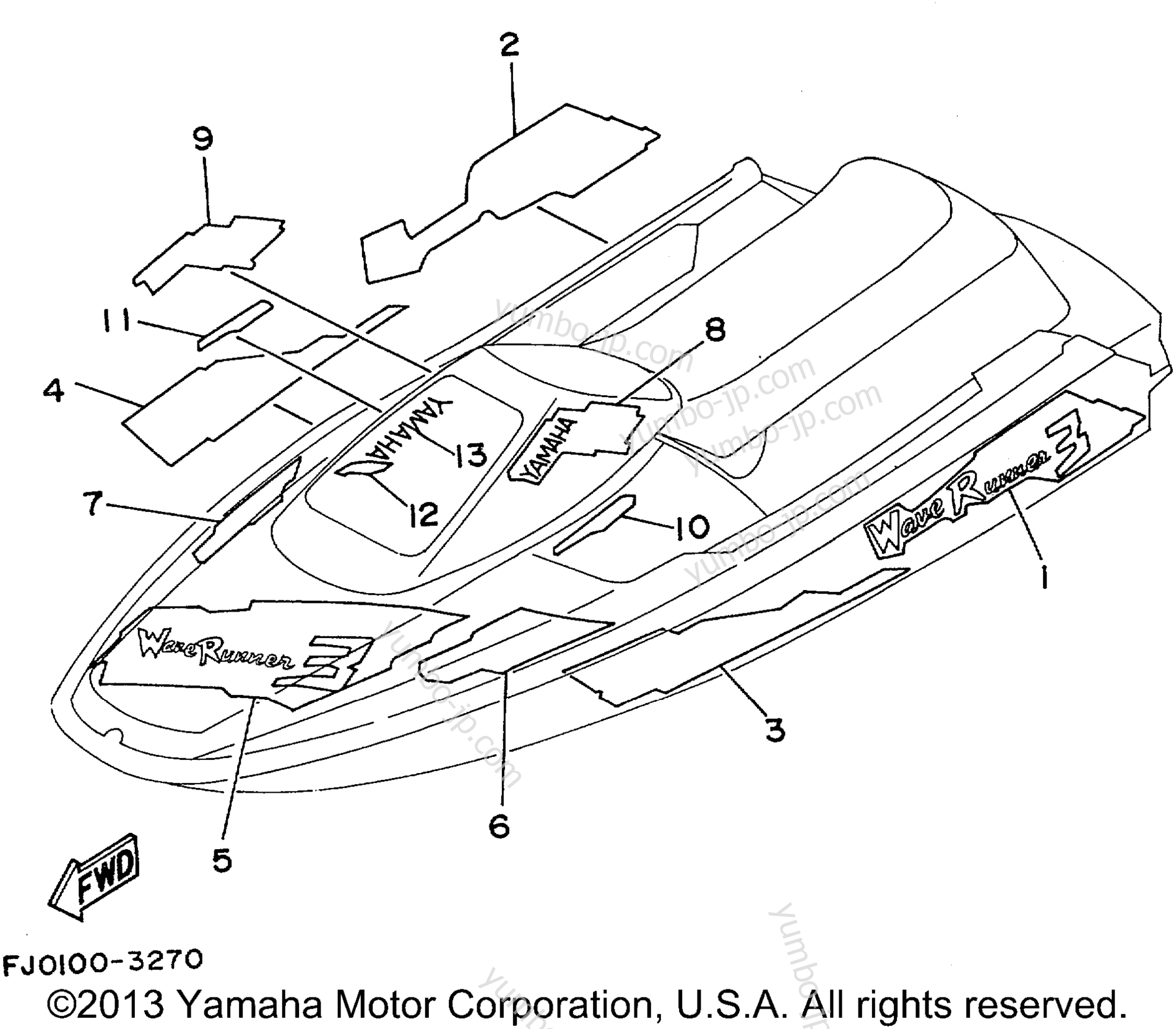 Graphic for watercrafts YAMAHA WAVE RUNNER III (WRA650RA) 1993 year