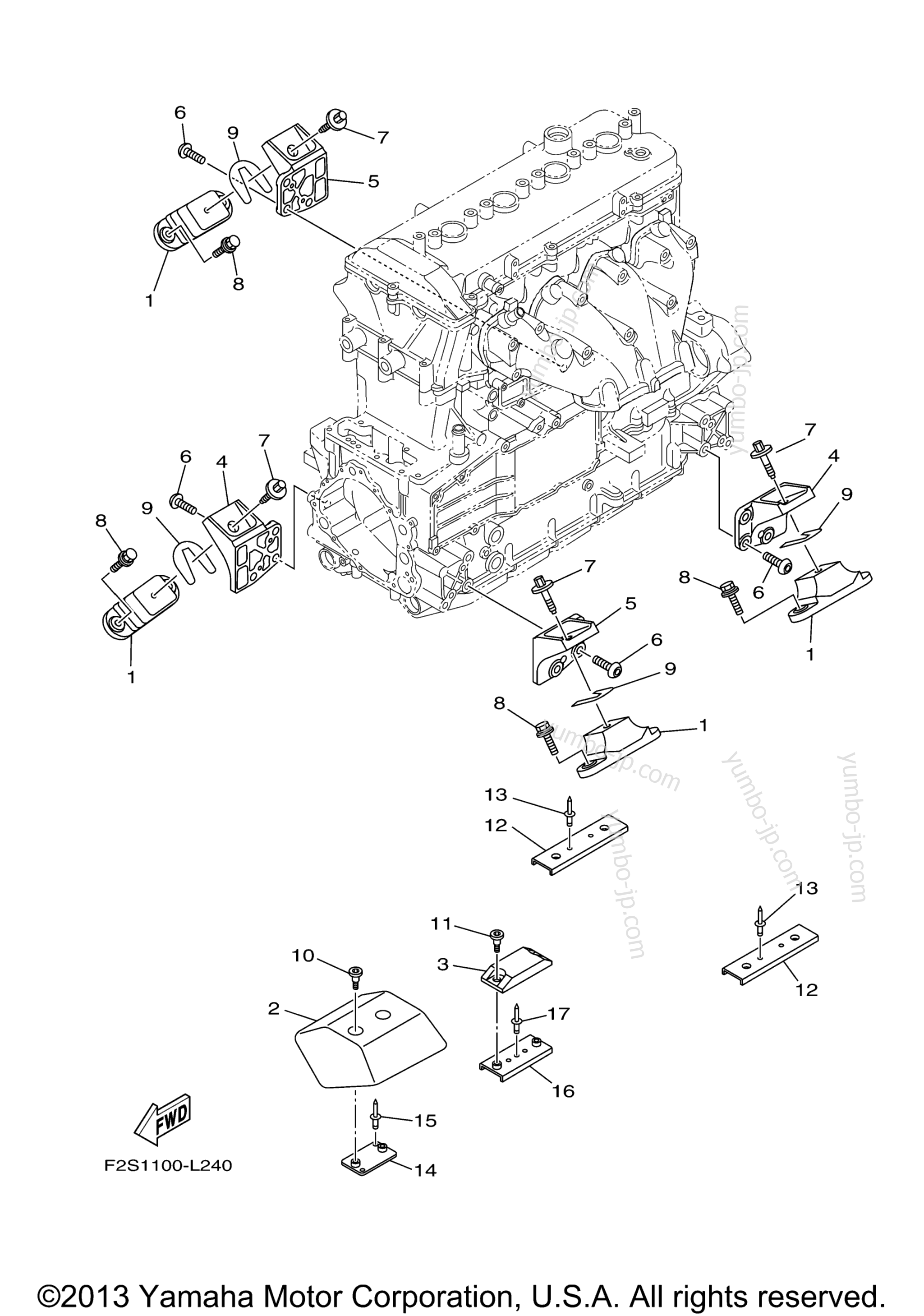ENGINE MOUNT для гидроциклов YAMAHA FX CRUISER SHO (FA1800AL) 2012 г.