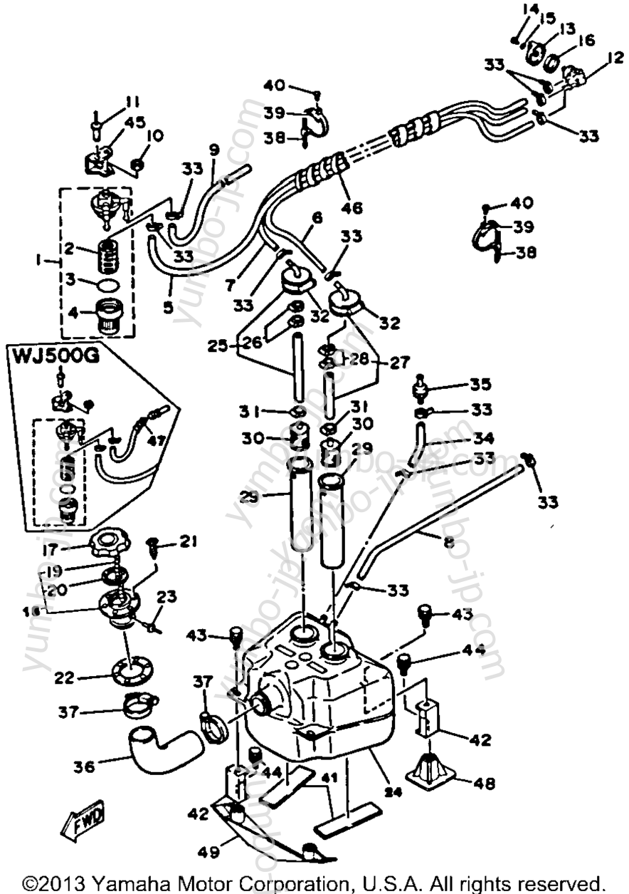 Топливный бак для гидроциклов YAMAHA WAVE JAMMER (WJ500H) 1987 г.