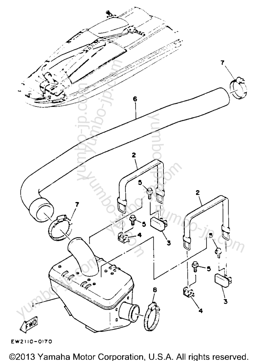 Exhaust для гидроциклов YAMAHA SUPER JET (SJ650R) 1993 г.