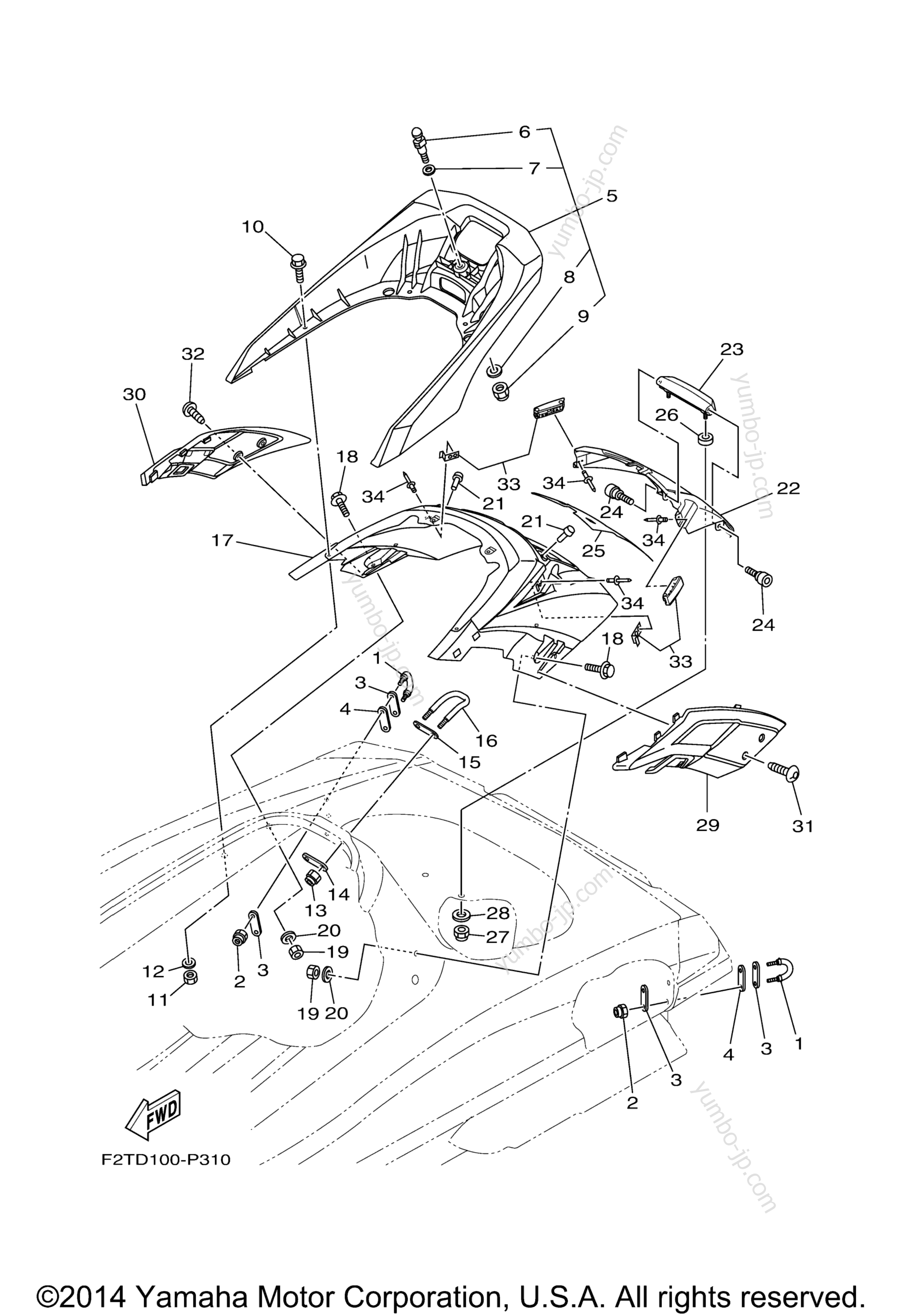 Seat & Under Locker 2 для гидроциклов YAMAHA WAVE RUNNER FX SHO (FA1800P) 2015 г.