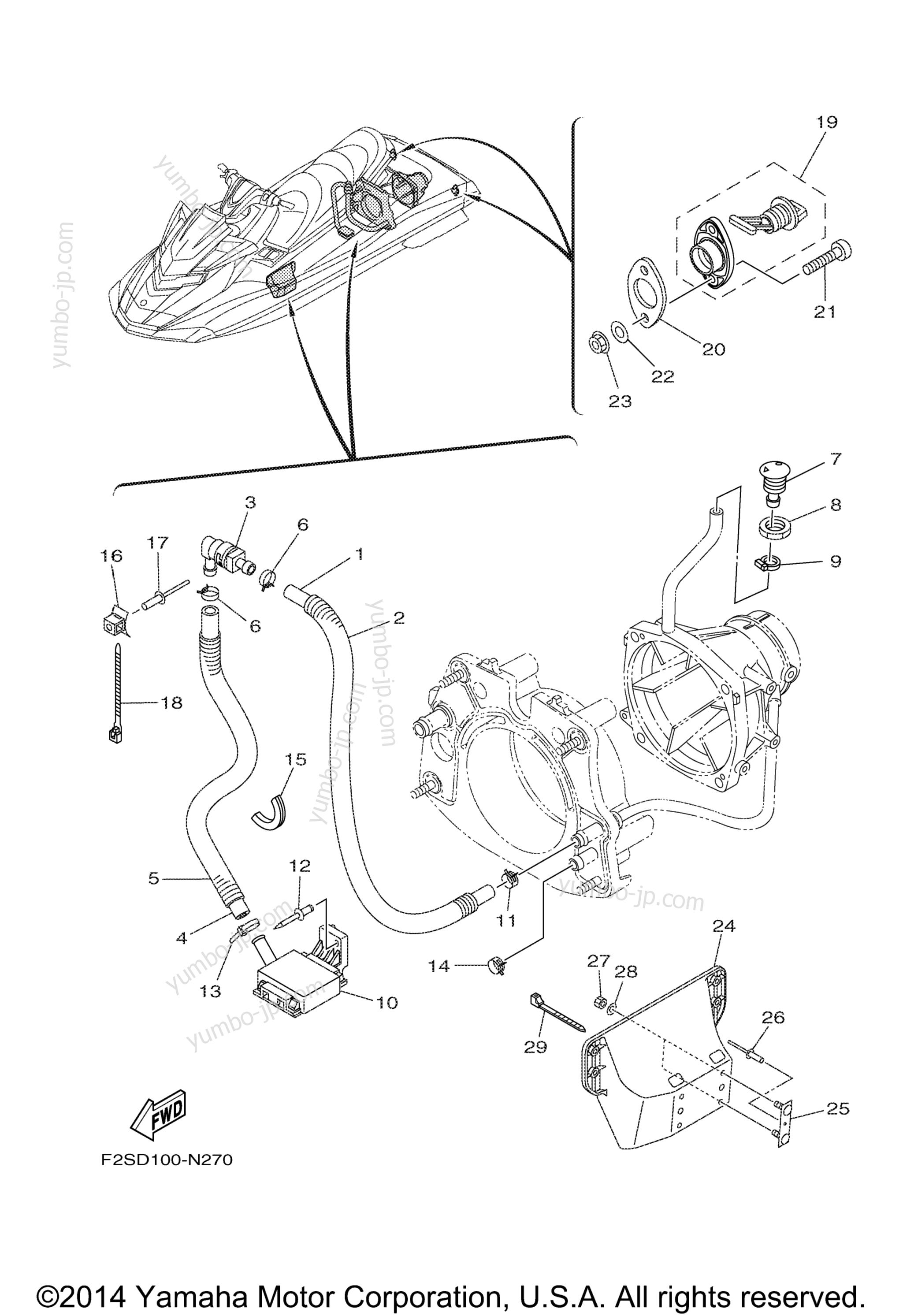 Hull & Deck для гидроциклов YAMAHA FX CRUISER SVHO (FC1800AP) 2015 г.