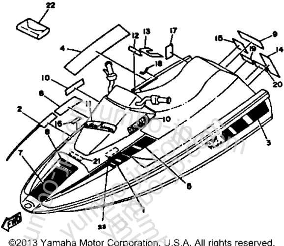 Graphic Tool for watercrafts YAMAHA WAVE RUNNER (WR500G) 1988 year