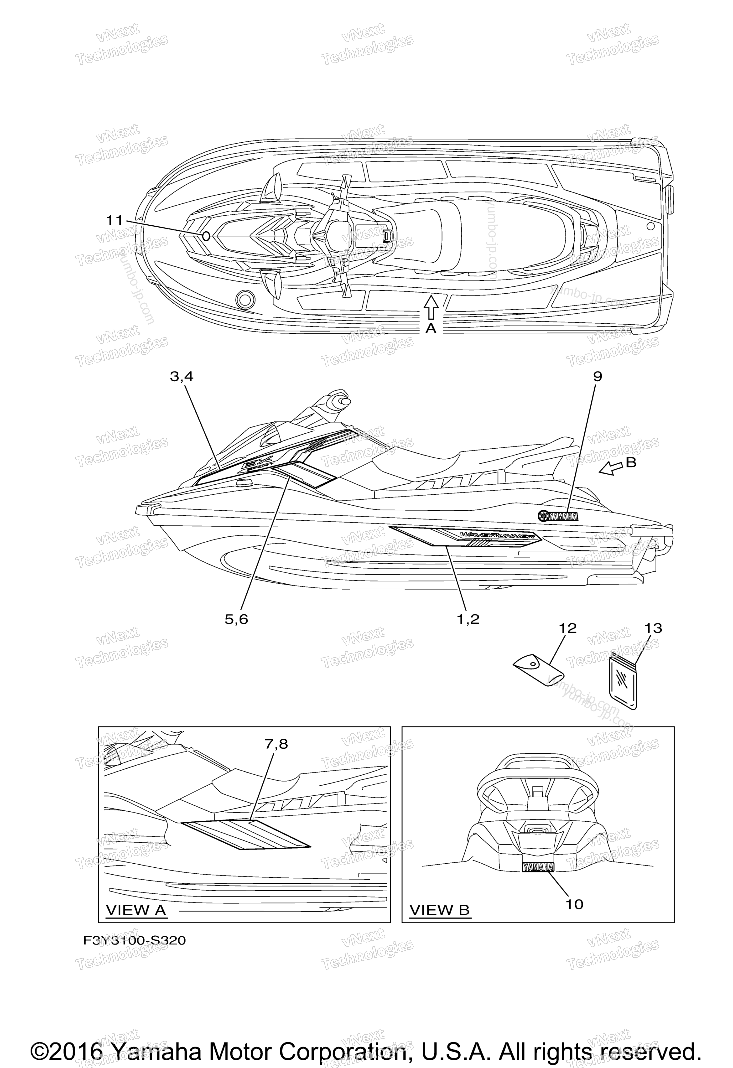 Graphics для гидроциклов YAMAHA EX SPORT (EX1050BS) 2017 г.