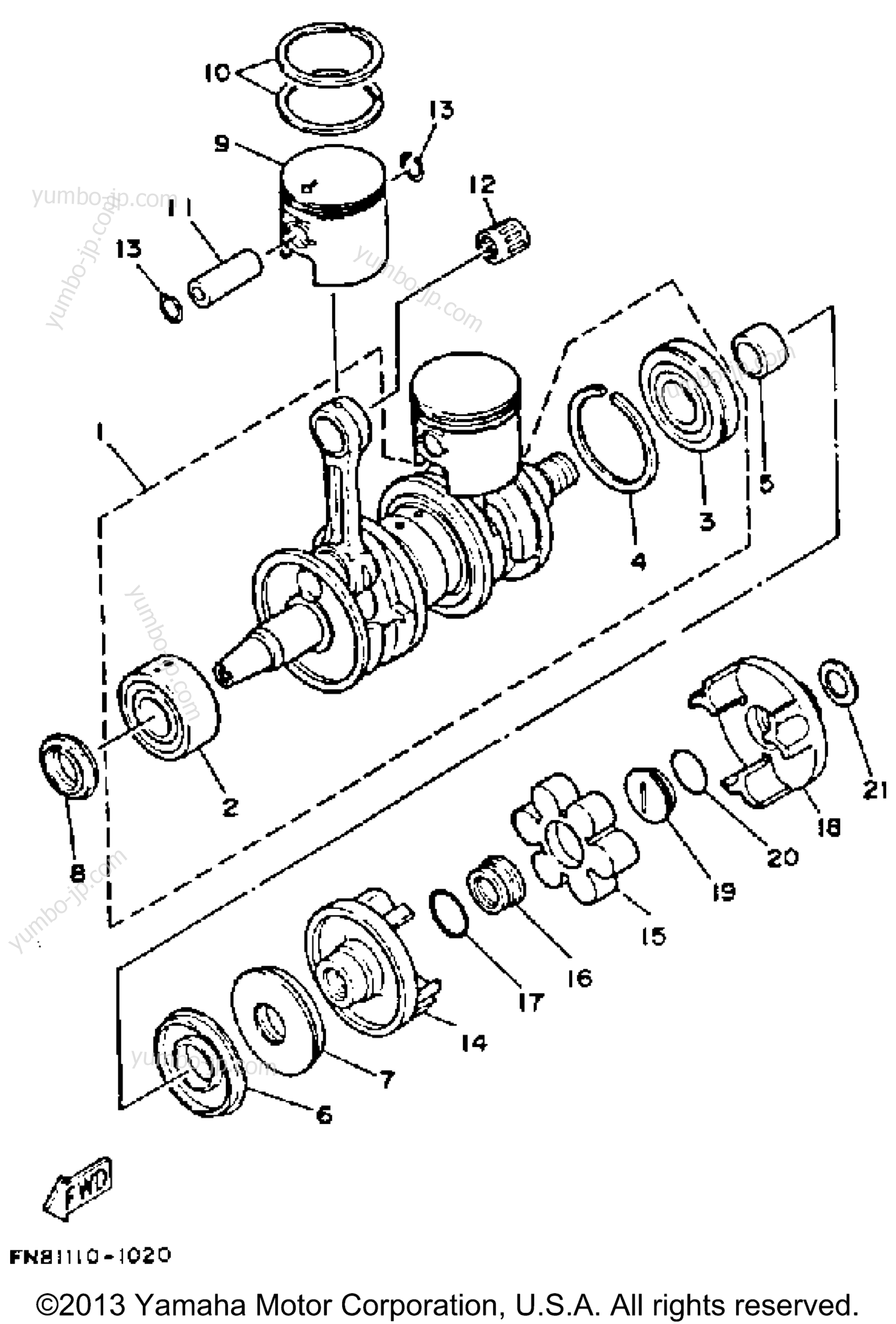 Crankshaft - Piston для гидроциклов YAMAHA WAVE RUNNER VXR (WRB650R) 1993 г.