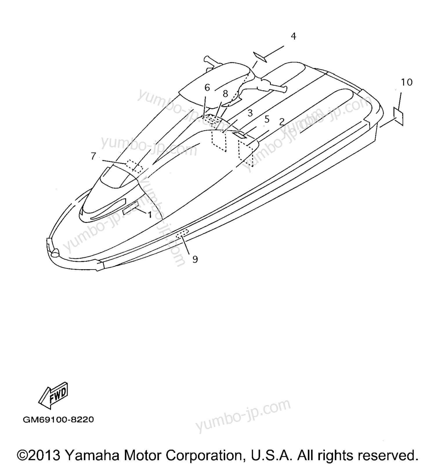 Important Labels for watercrafts YAMAHA SUPER JET (SJ700AW) 1998 year