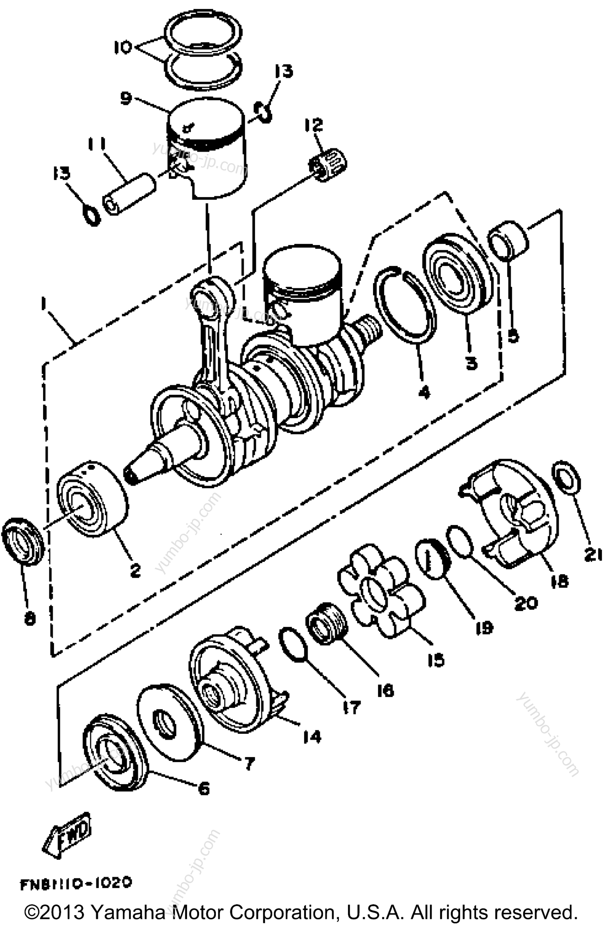 Crankshaft - Piston для гидроциклов YAMAHA WRB650P_61 1991 г.