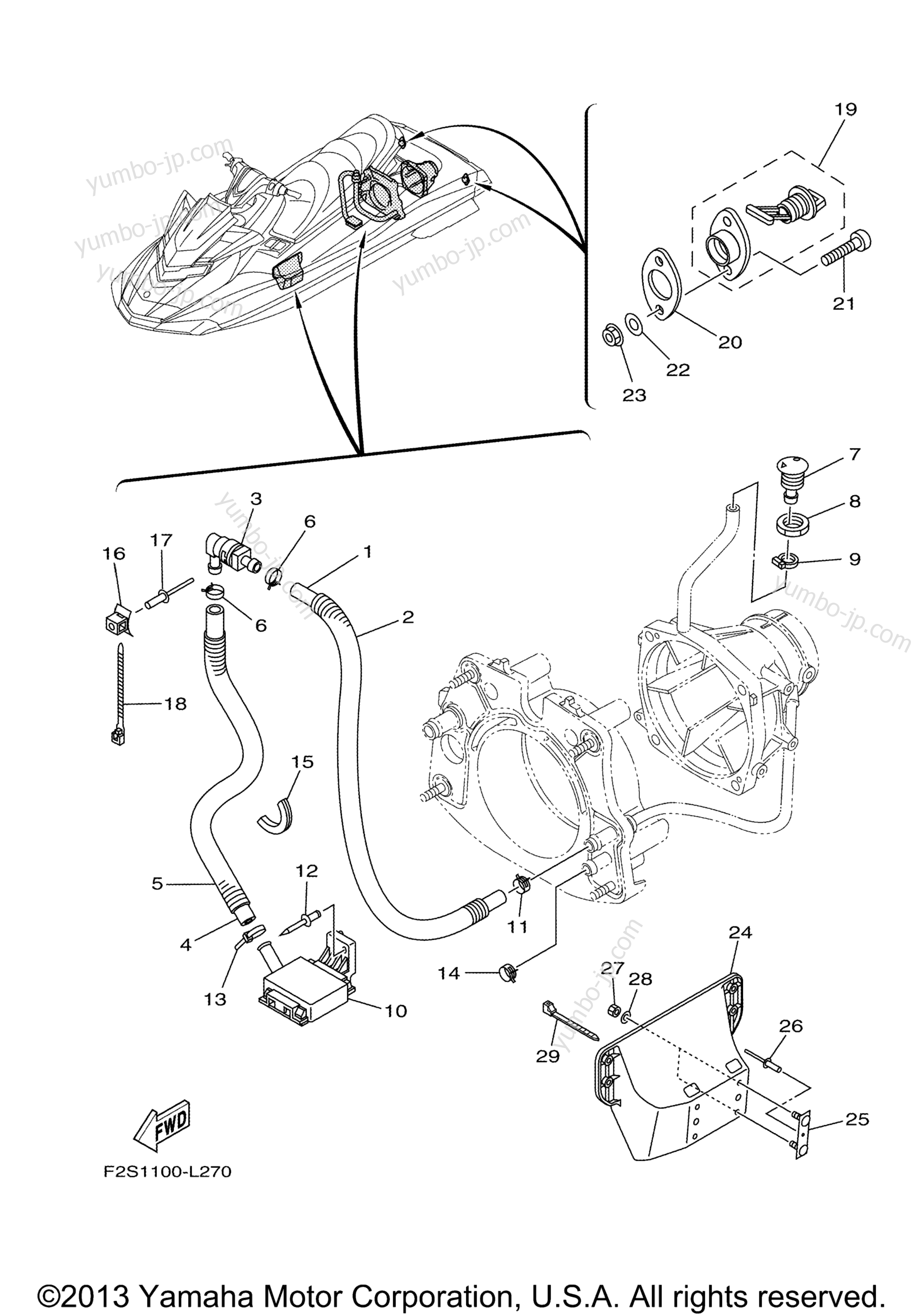 Hull & Deck для гидроциклов YAMAHA FX CRUISER HO (FB1800AL) 2012 г.