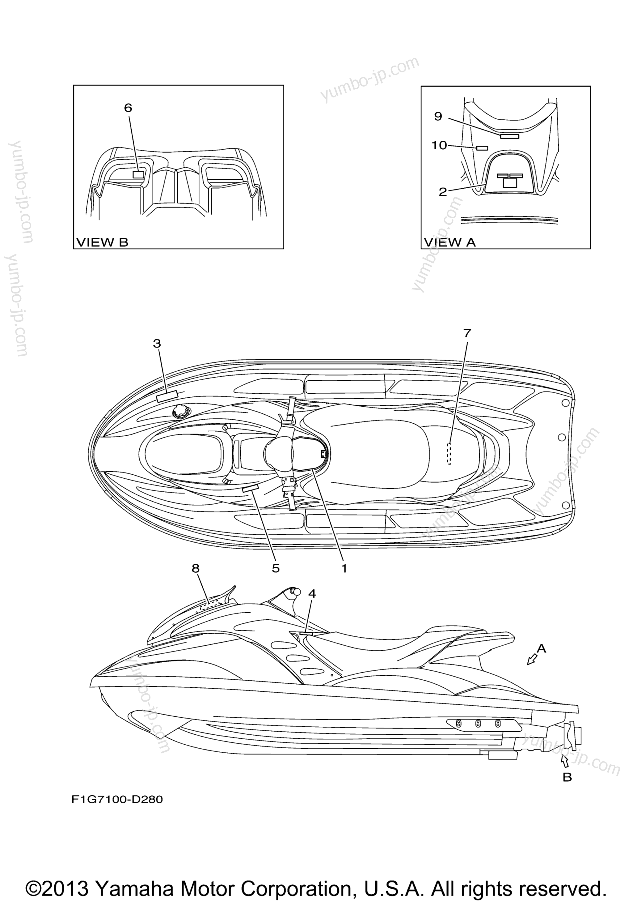 Important Labels for watercrafts YAMAHA GP1300-G 2008 year