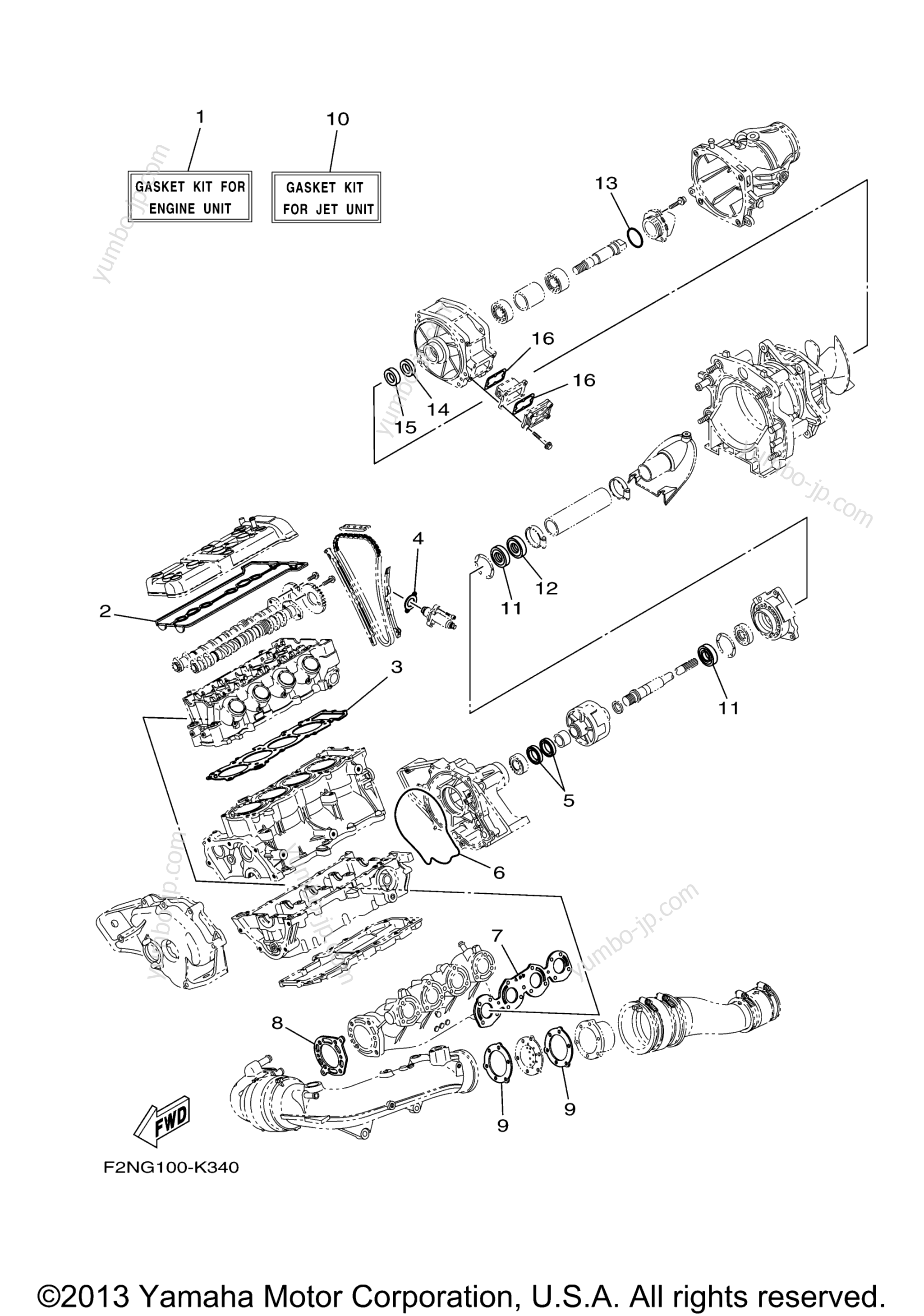 Repair Kit 1 для гидроциклов YAMAHA WAVERUNNER VX SPORT (VX1100CM) 2013 г.