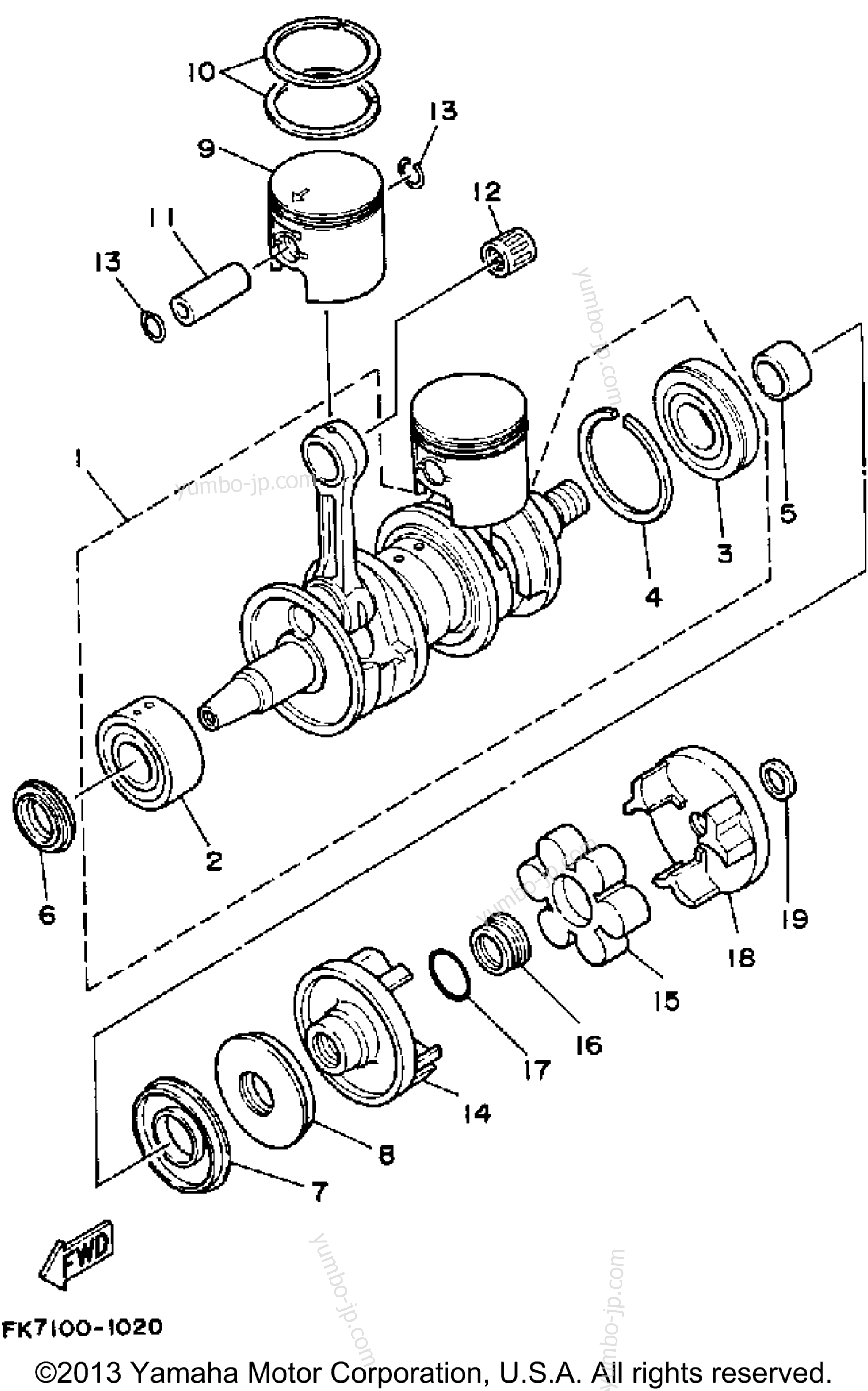 Crankshaft - Piston для гидроциклов YAMAHA WR650P 1991 г.