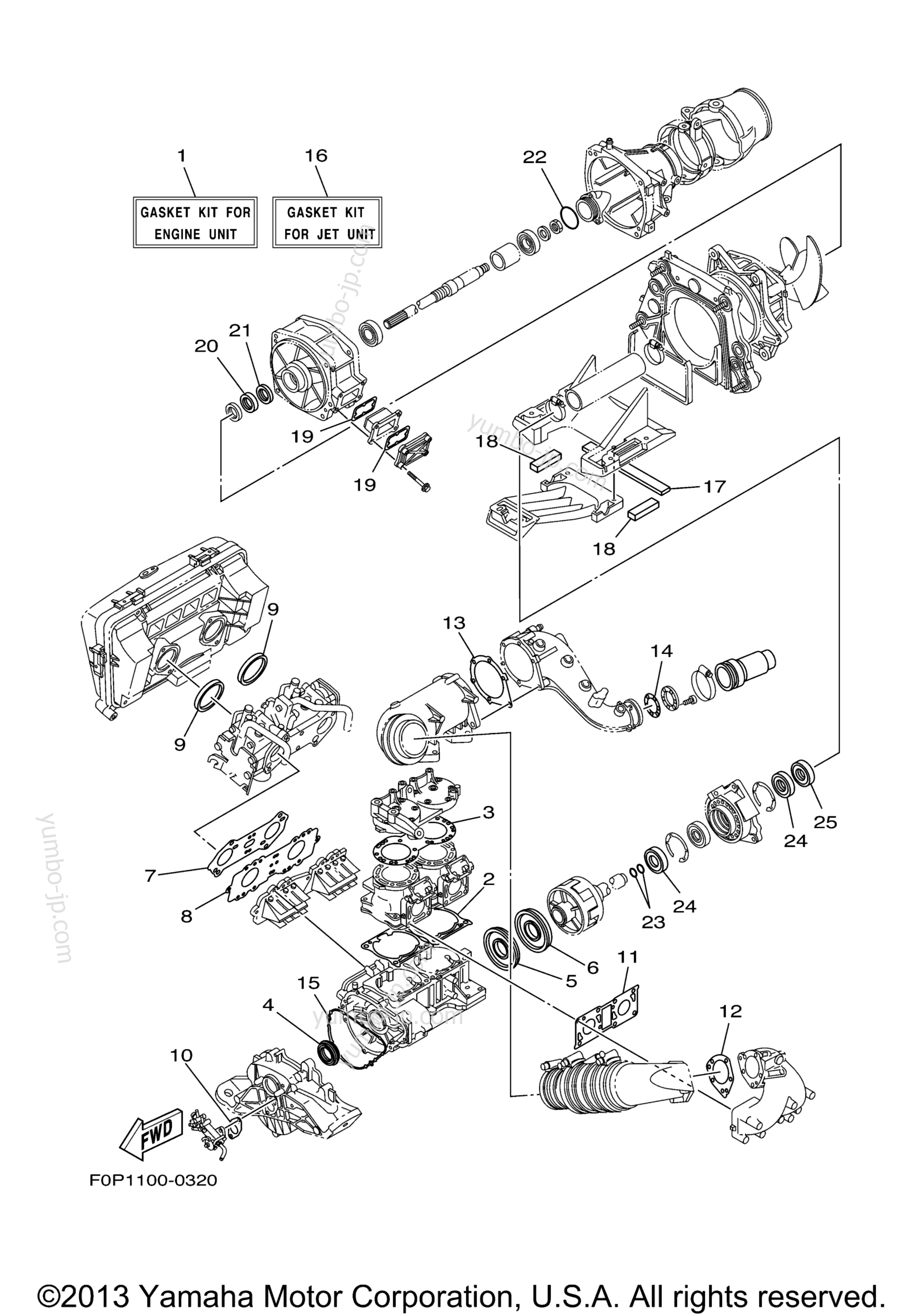 Repair Kit 1 для гидроциклов YAMAHA XLT800 (XA800AA) 2002 г.