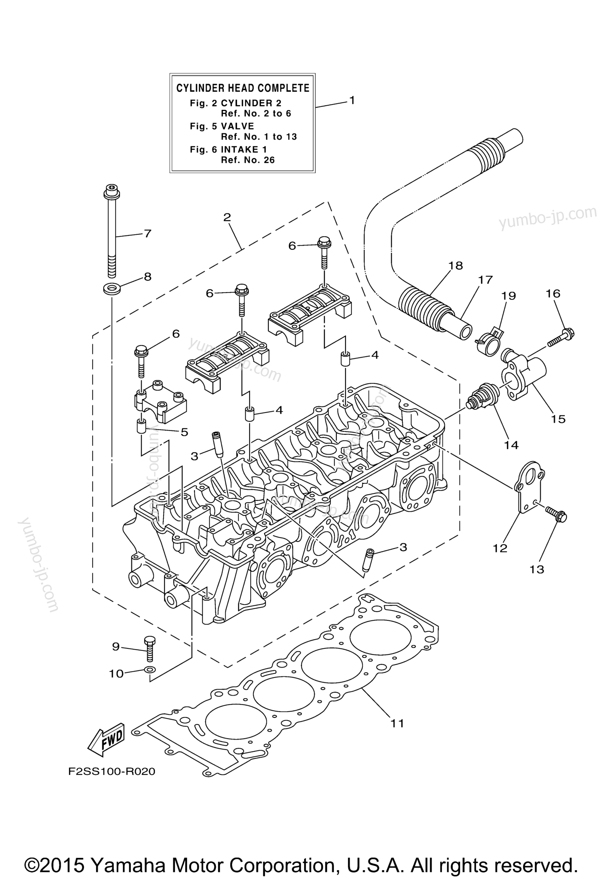 Cylinder 2 для гидроциклов YAMAHA FX CRUISER SHO (FA1800AR) 2016 г.