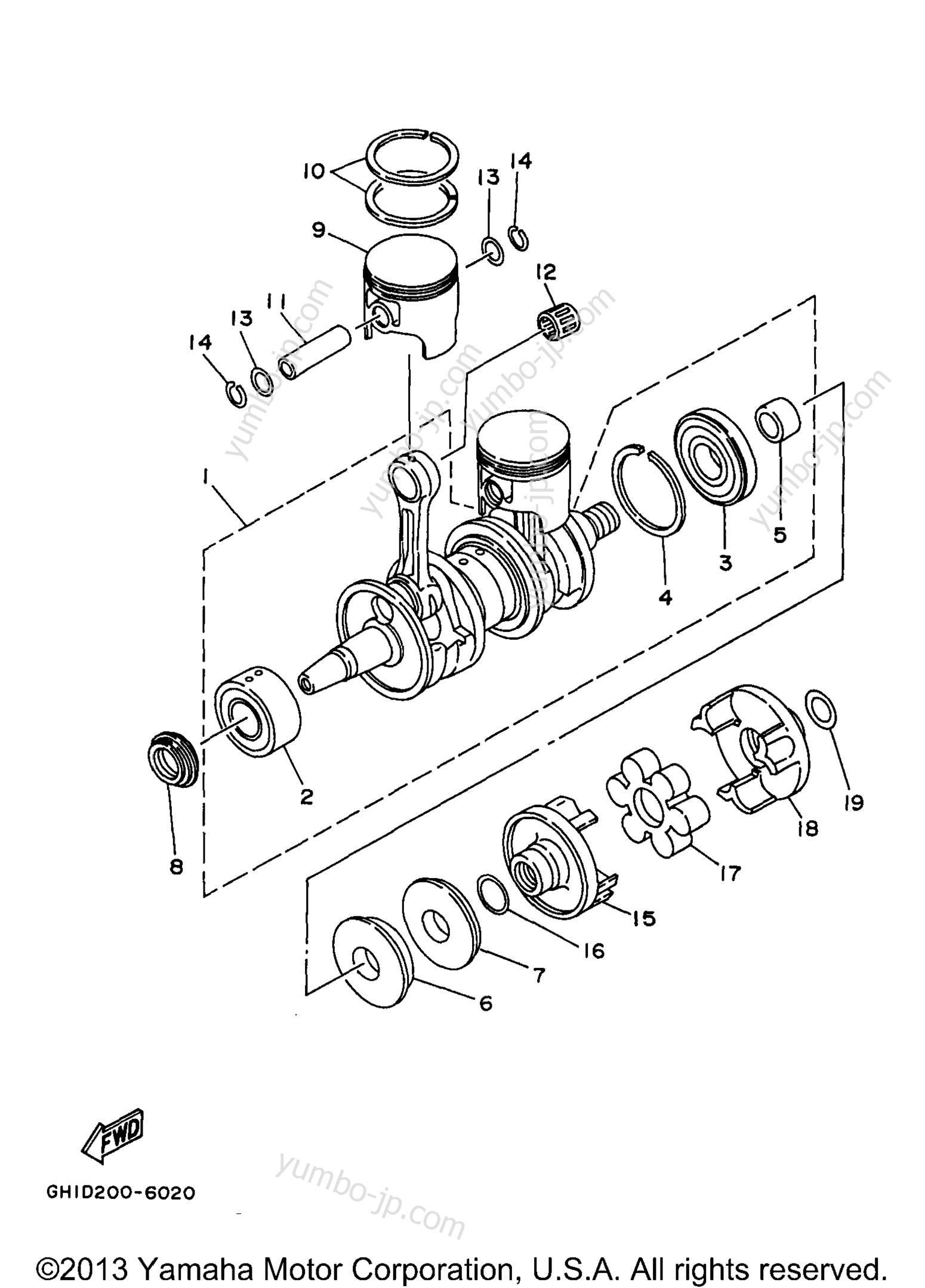 Crankshaft - Piston для гидроциклов YAMAHA WAVE RUNNER III (WRA700V) 1997 г.