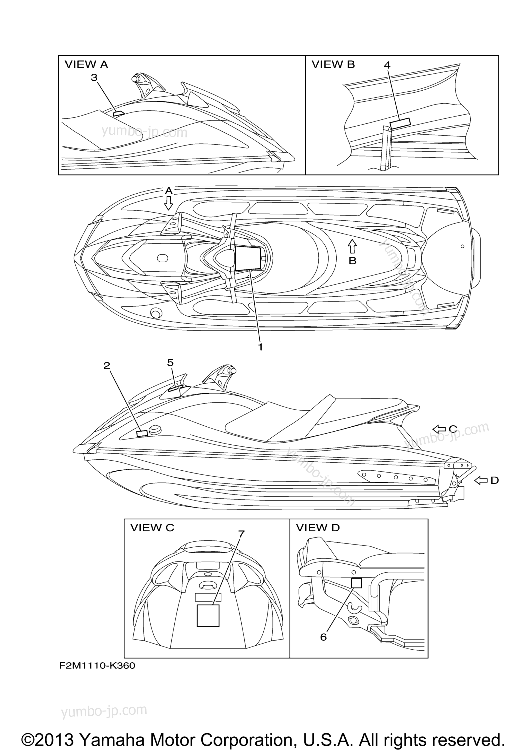 Important Labels for watercrafts YAMAHA VXS (VX1800K) 2011 year