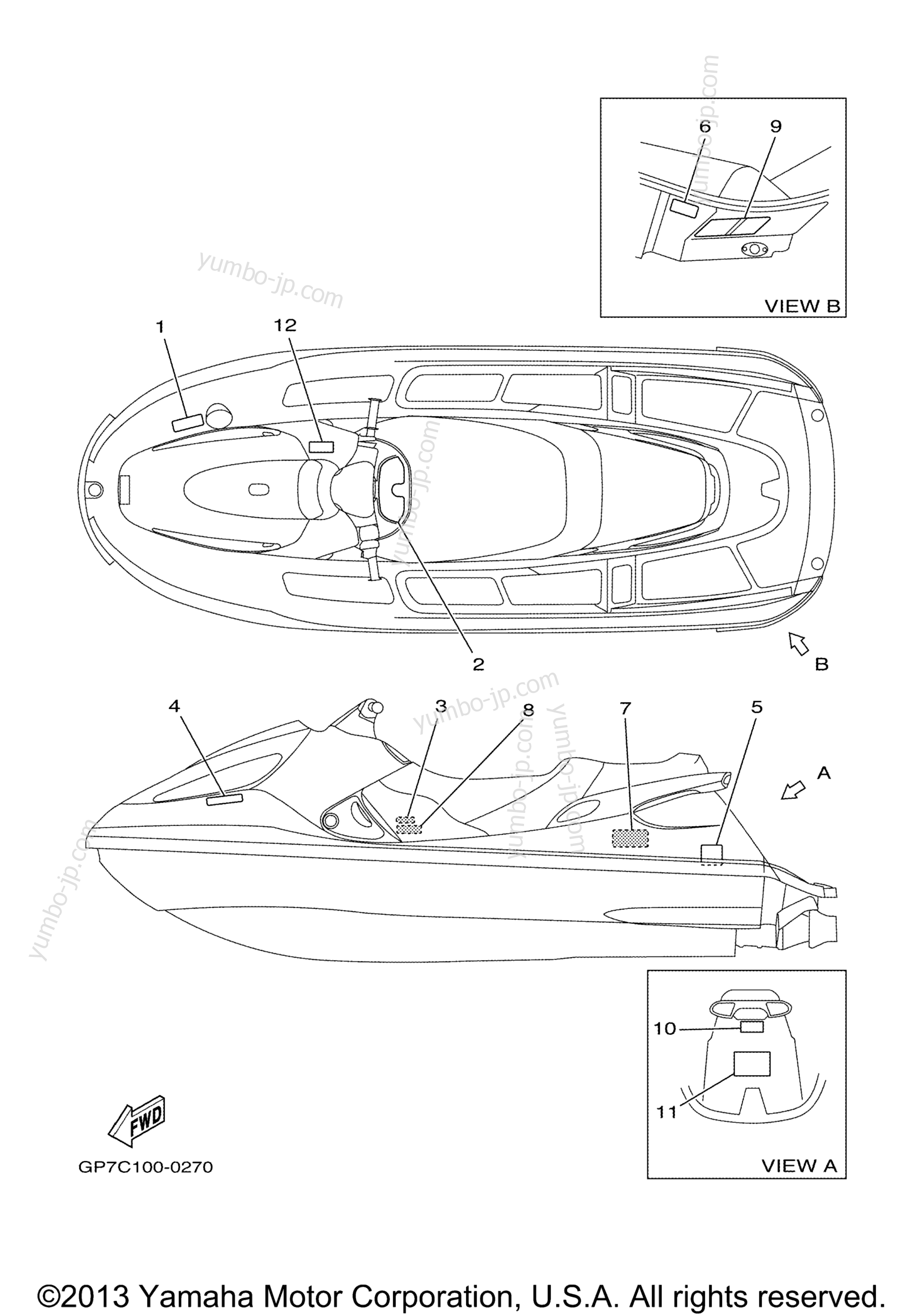 Important Labels for watercrafts YAMAHA GP760 (GP760Y) 2000 year