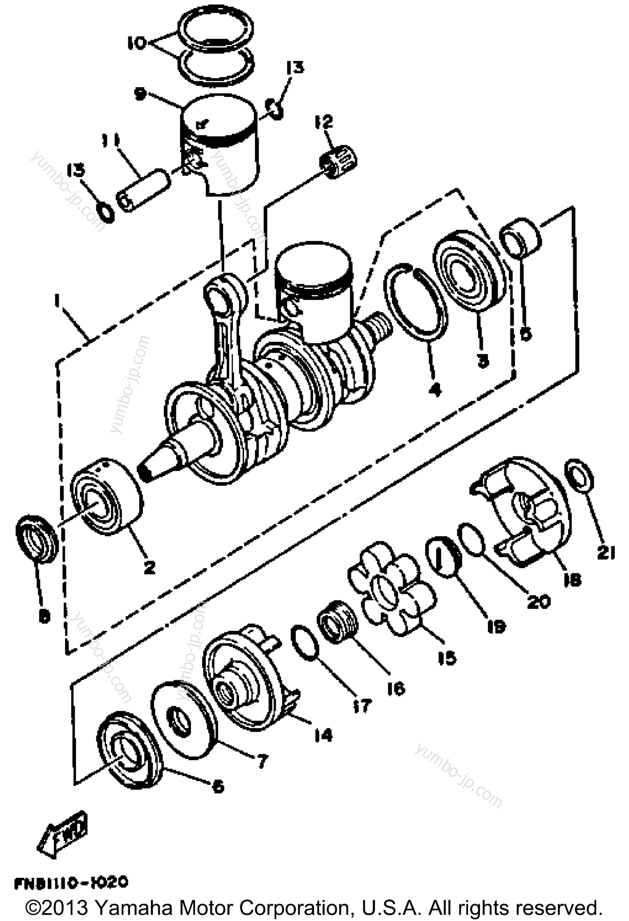 Crankshaft - Piston для гидроциклов YAMAHA WRB650Q_FN 1992 г.