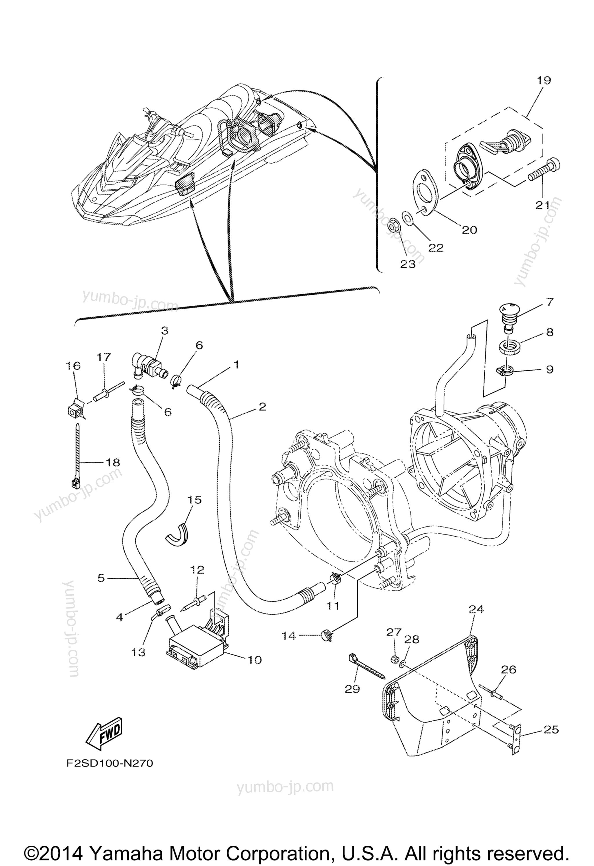 Hull & Deck для гидроциклов YAMAHA FX CRUISER HO (FB1800AN) 2014 г.