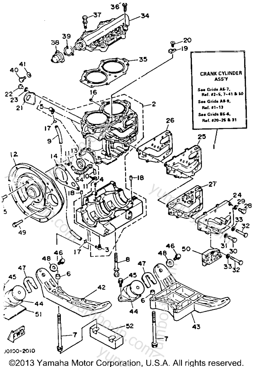 Crankcase - Cylinder для гидроциклов YAMAHA WAVE RUNNER (WR500Q) 1992 г.