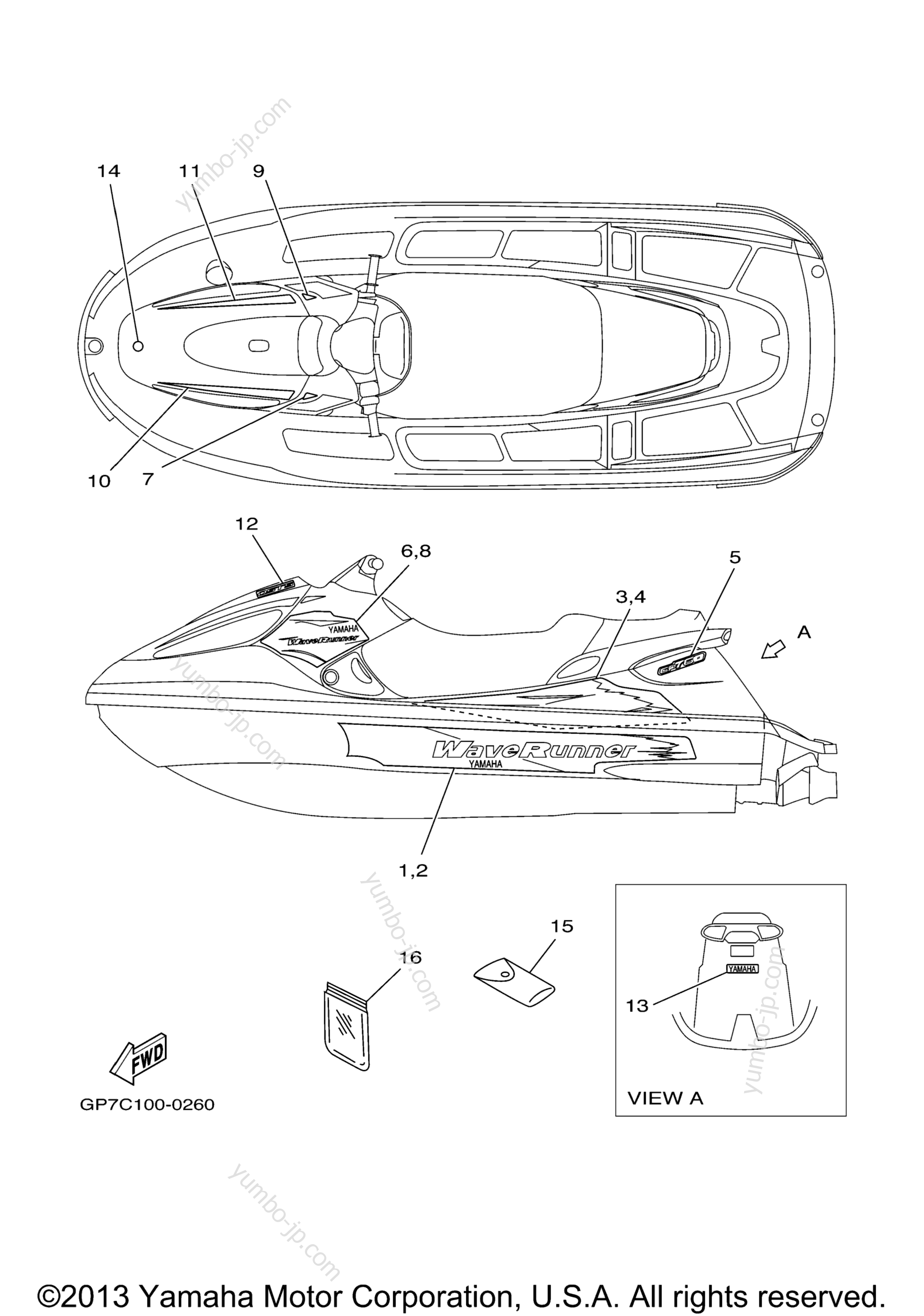 Graphic Tool for watercrafts YAMAHA GP760 (GP760Y) 2000 year