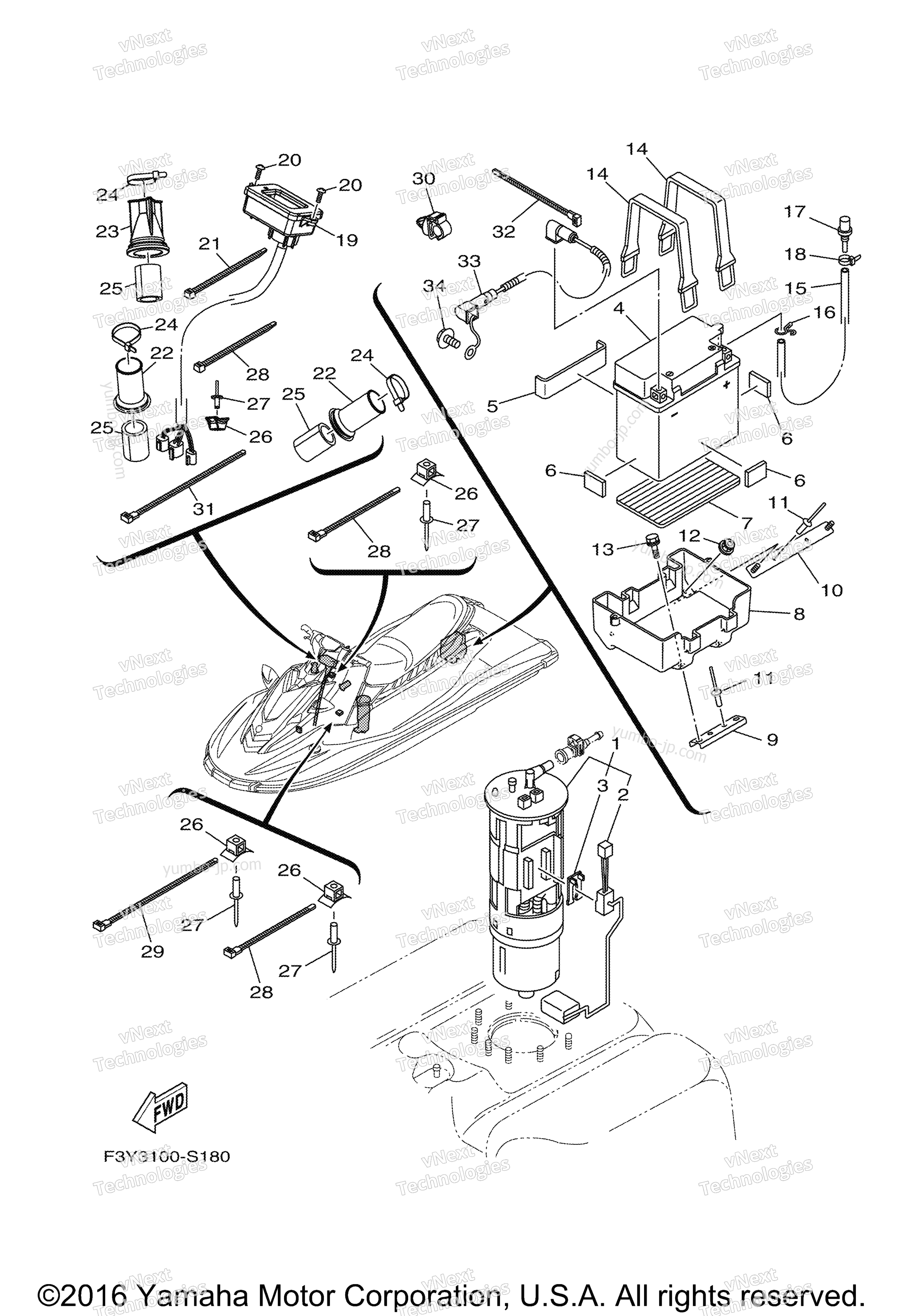 Electrical 3 for watercrafts YAMAHA EX SPORT (EX1050BS) 2017 year