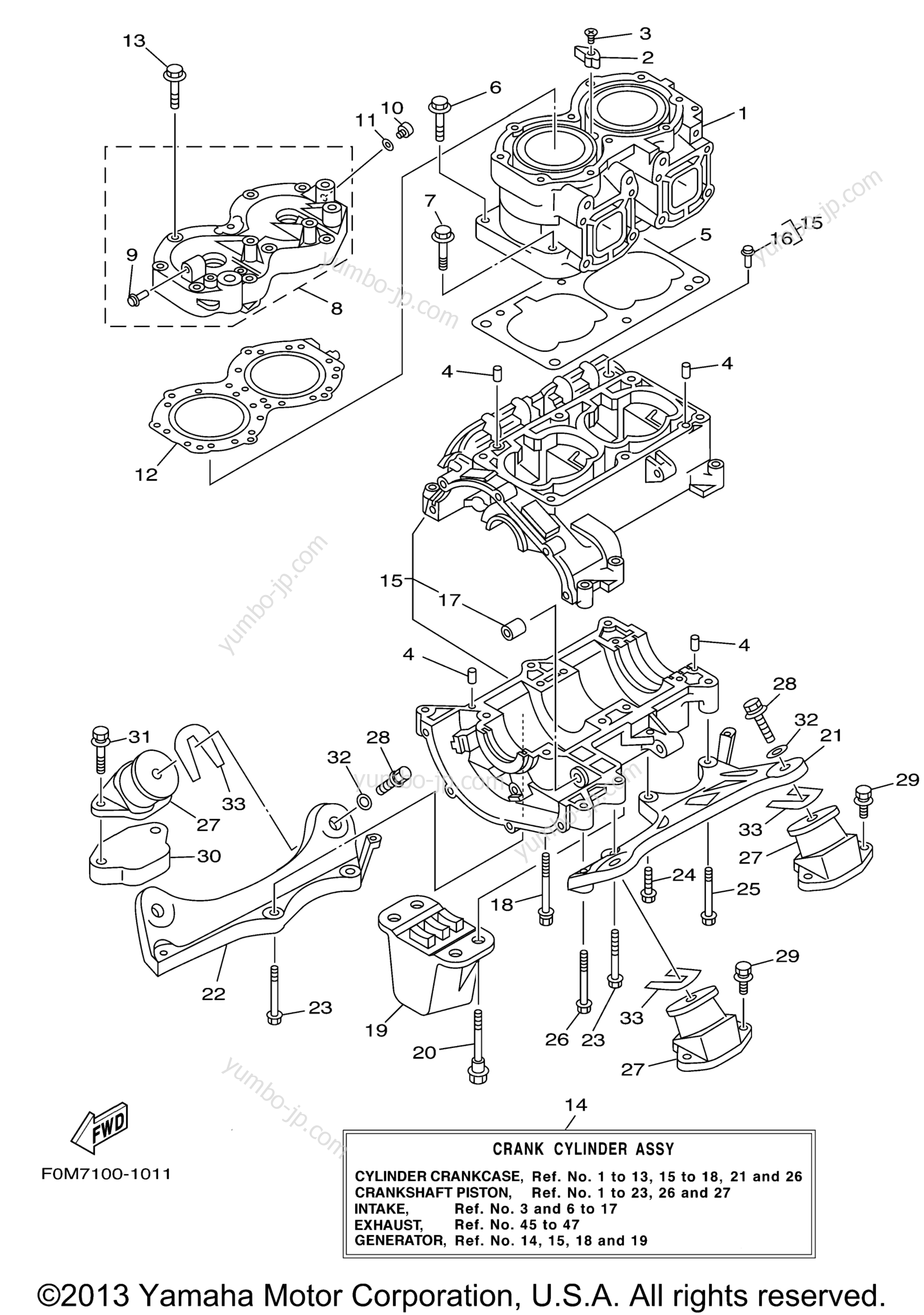 Cylinder Crankcase for watercrafts YAMAHA XL700 (XL700C) 2004 year