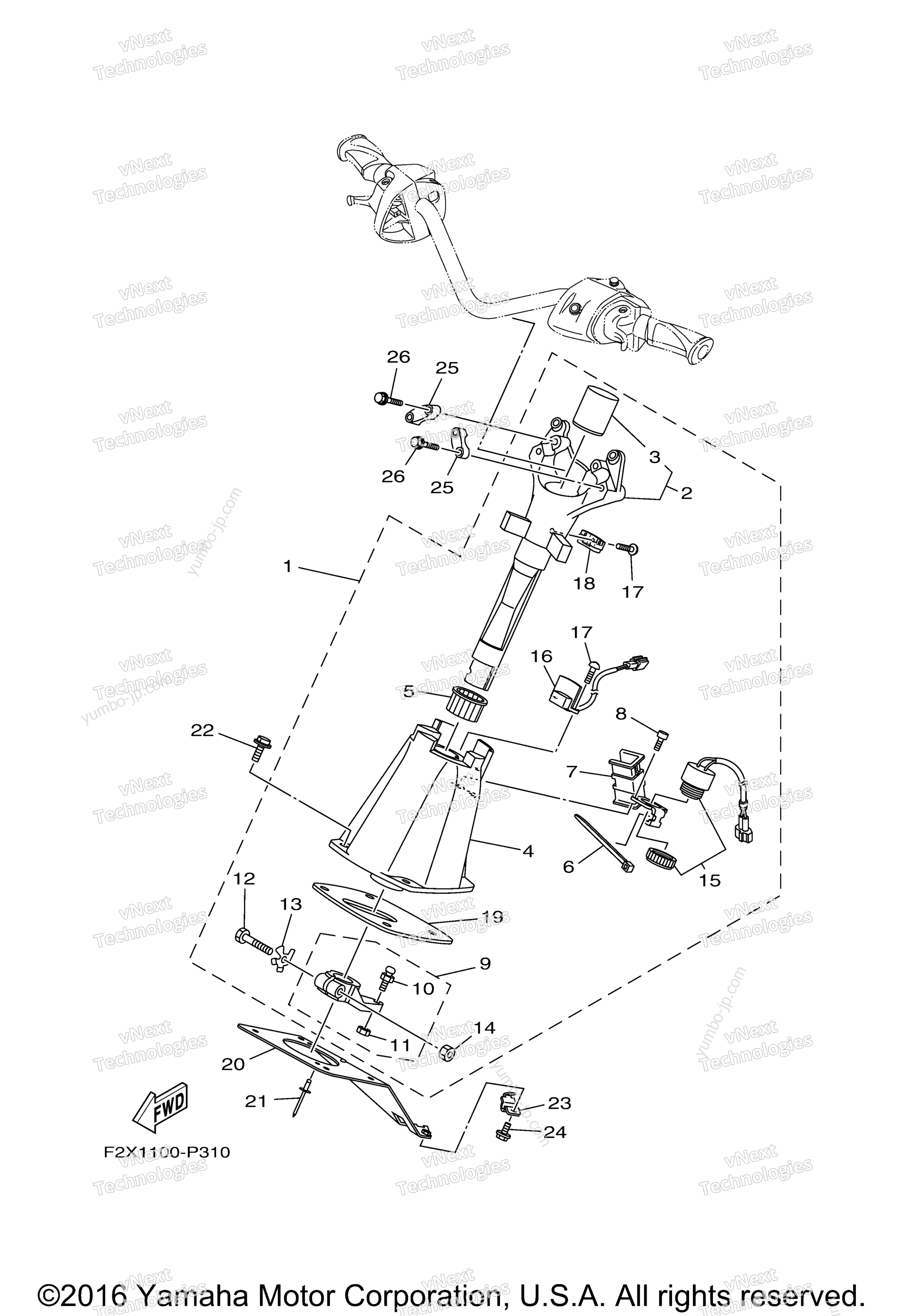 Steering 2 для гидроциклов YAMAHA GP1800 (GP1800S) 2017 г.