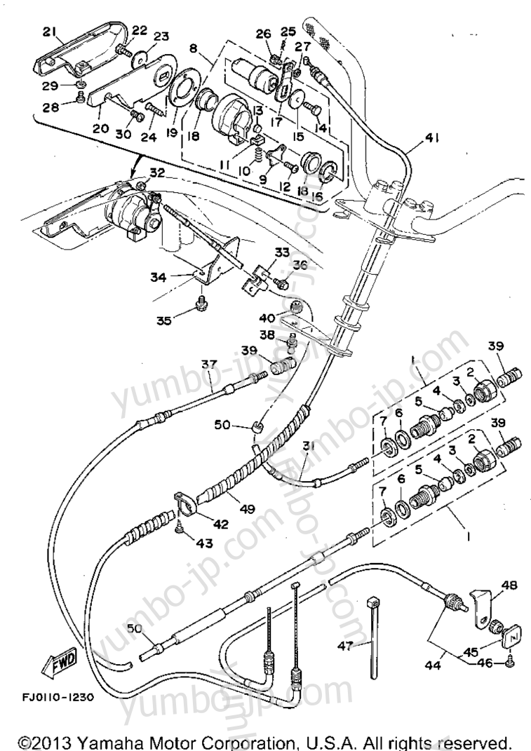Устройство дистанционного управления / Кабеля для гидроциклов YAMAHA WAVE RUNNER III (WRA650Q) 1992 г.