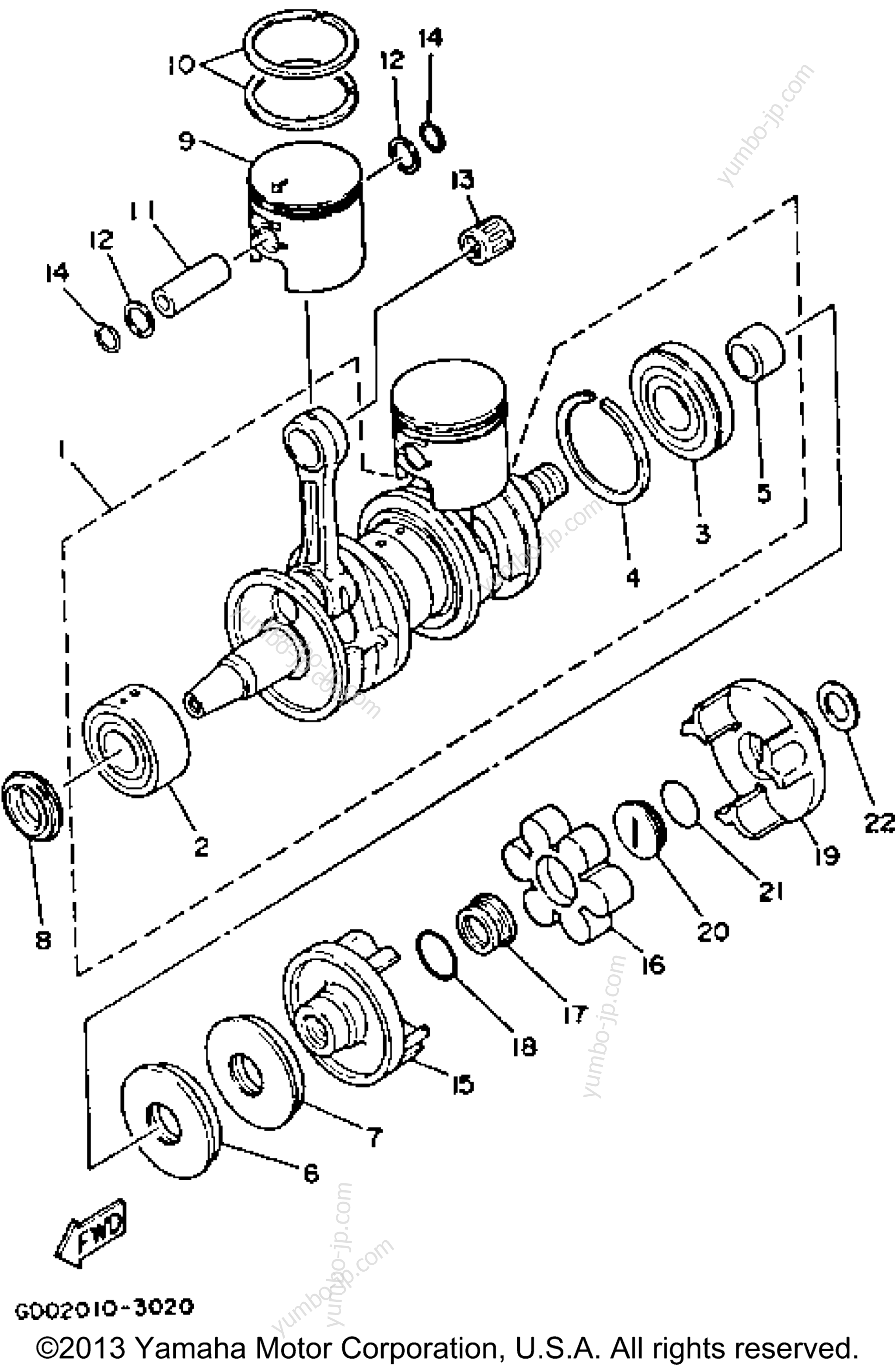 Crankshaft - Piston для гидроциклов YAMAHA WAVE RUNNER PRO VXR (WRB700R) 1993 г.