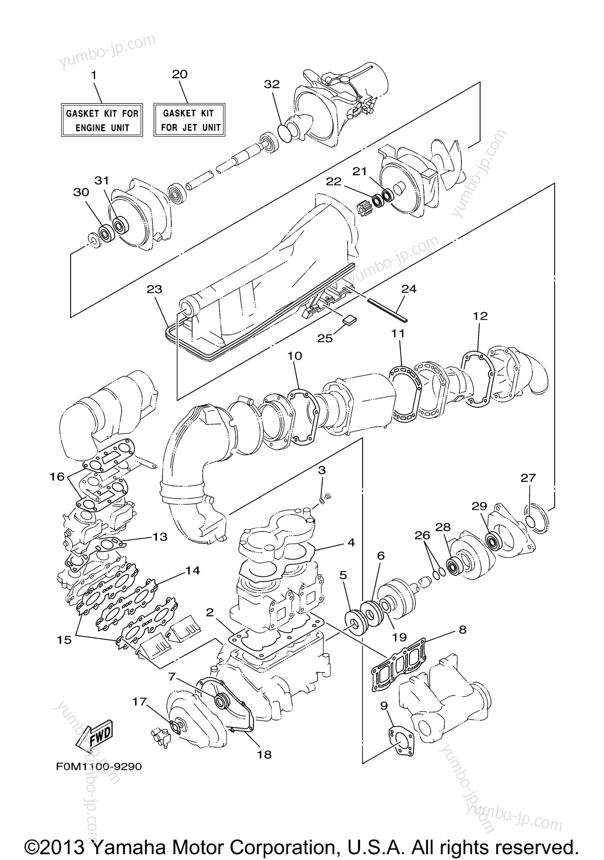 Repair Kit 1 для гидроциклов YAMAHA XL700 (XL700C) 2004 г.