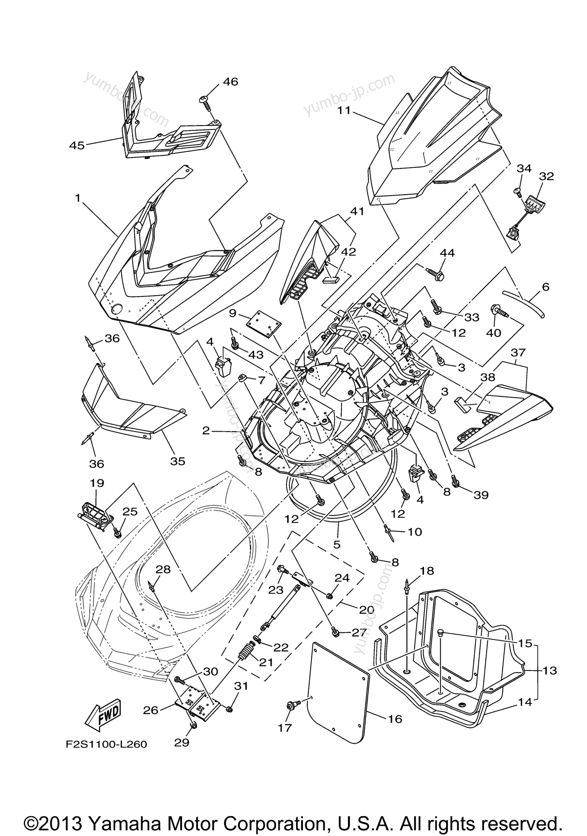 Engine Hatch 2 для гидроциклов YAMAHA FX CRUISER SHO (FA1800AL) 2012 г.