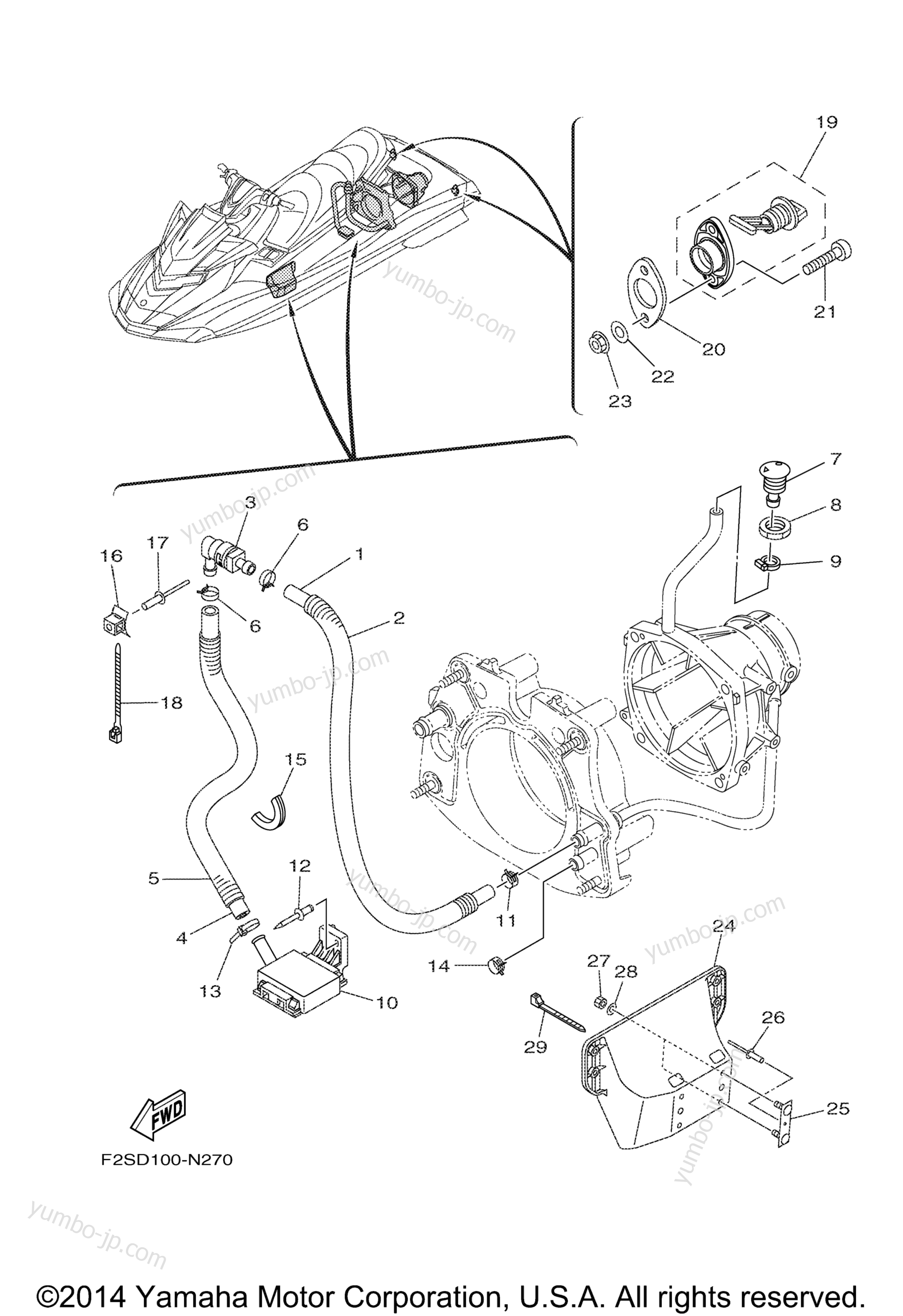 Hull & Deck для гидроциклов YAMAHA FX CRUISER SVHO (FC1800AN) 2014 г.