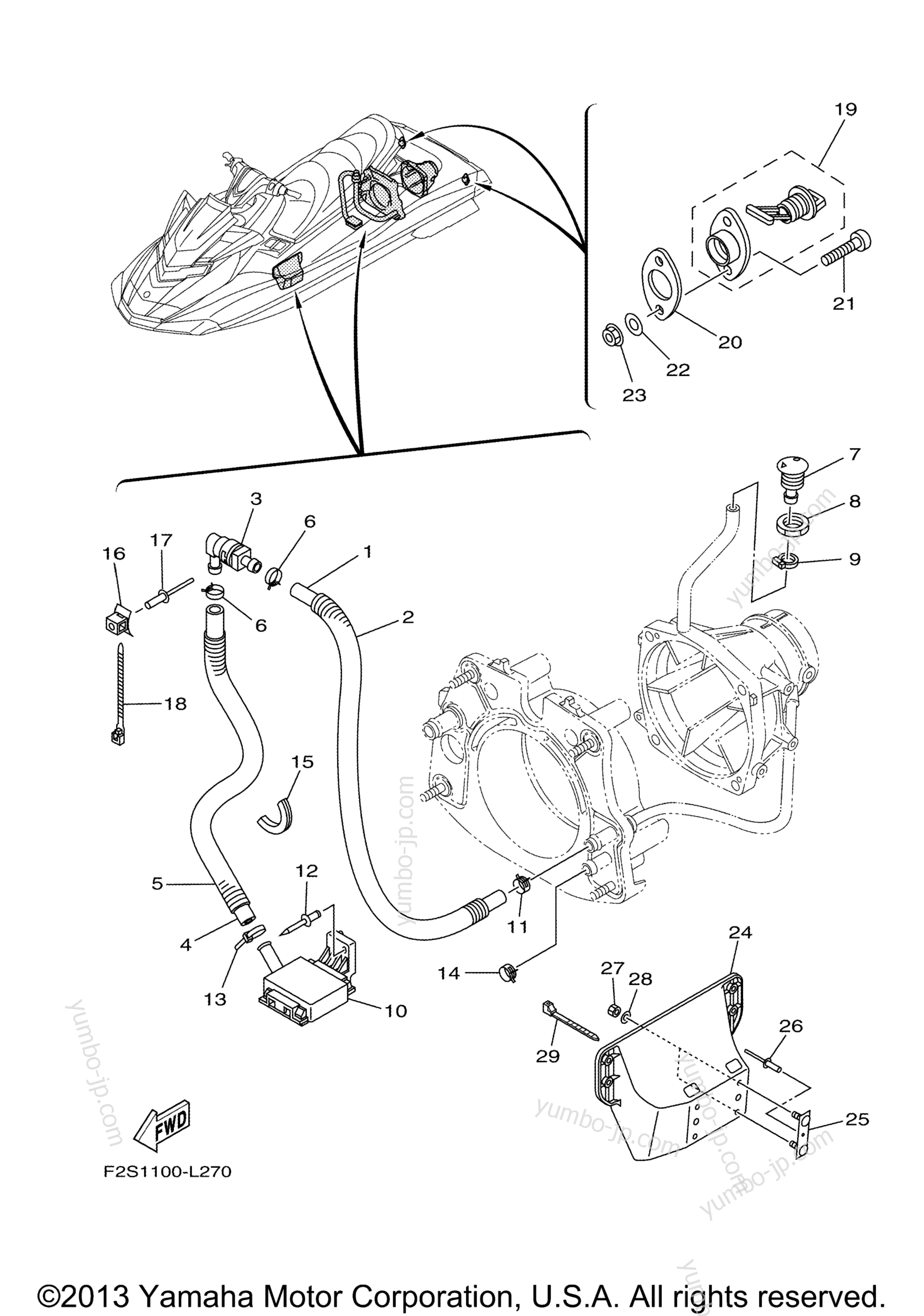 Hull & Deck для гидроциклов YAMAHA FX CRUISER HO (FB1800AM) 2013 г.