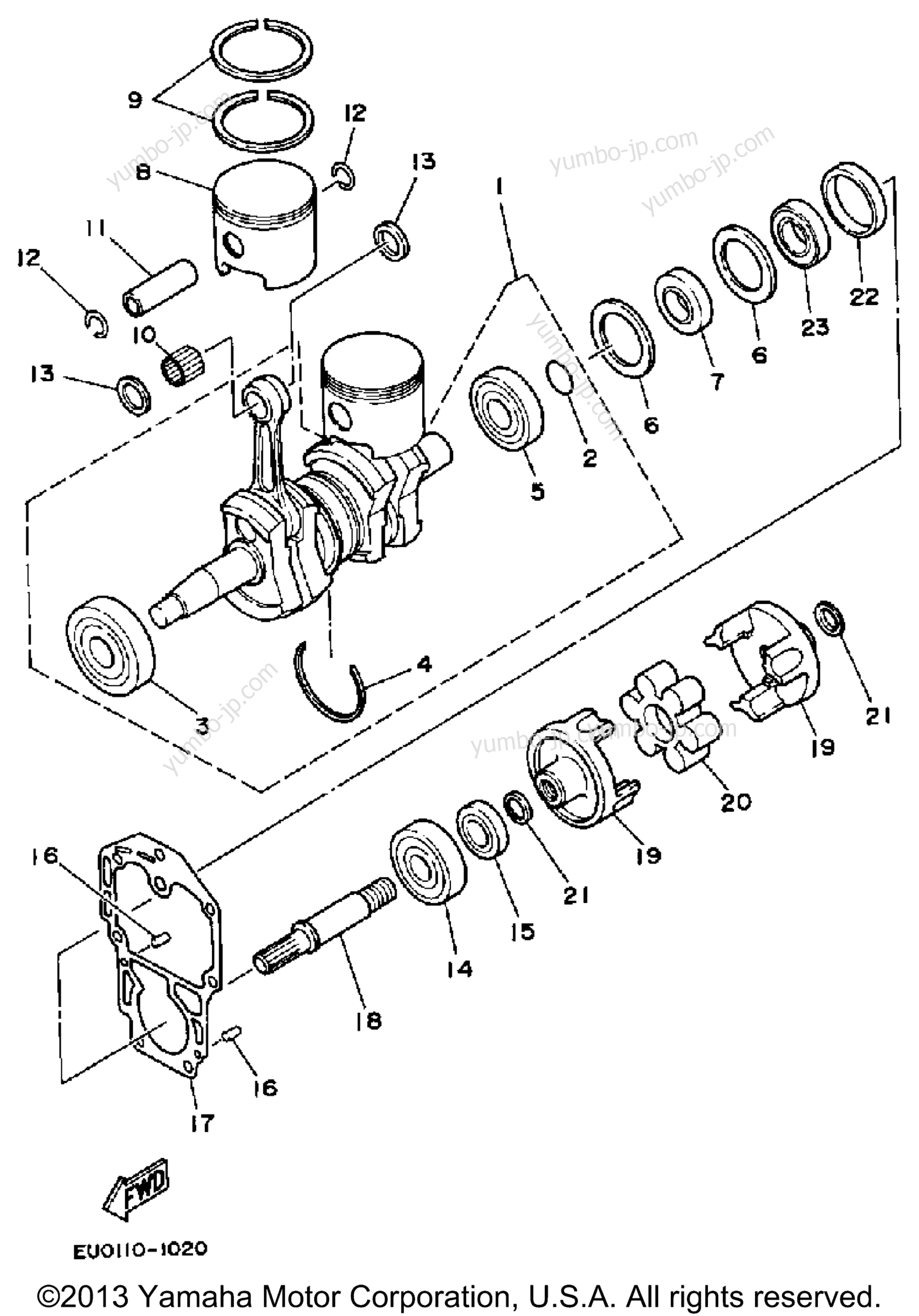 Crankshaft -Piston для гидроциклов YAMAHA WAVE RUNNER (WR500P) 1991 г.