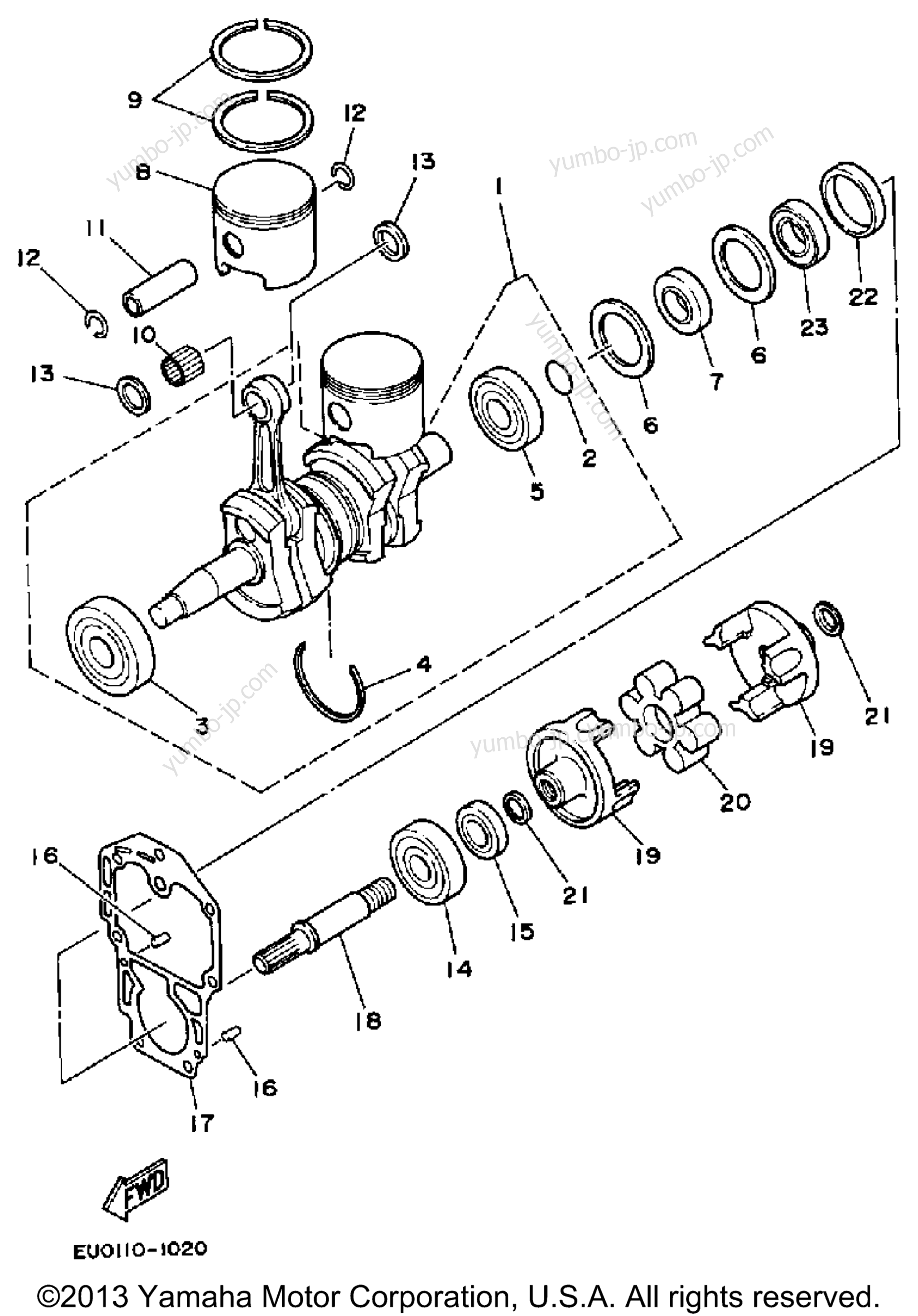 Crankshaft -Piston for watercrafts YAMAHA WAVE RUNNER (WR500P) 1991 year