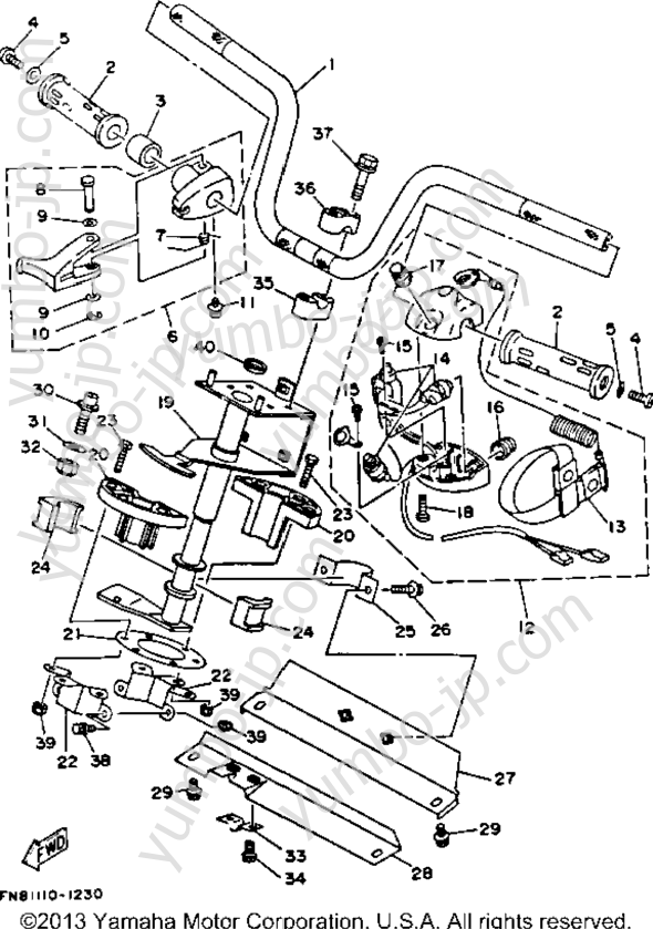 Steering 1 для гидроциклов YAMAHA WRB650P_FN 1991 г.
