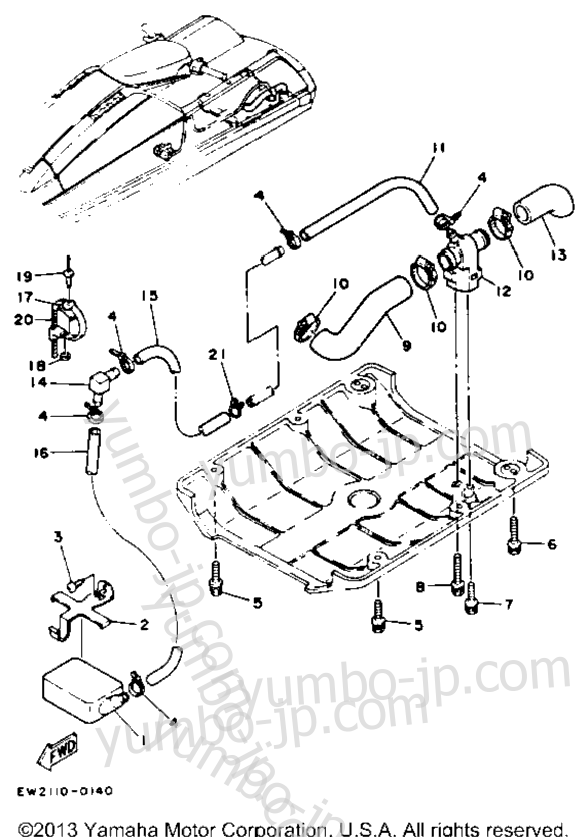 Hull - Deck 3 для гидроциклов YAMAHA SUPER JET (SJ650D) 1990 г.