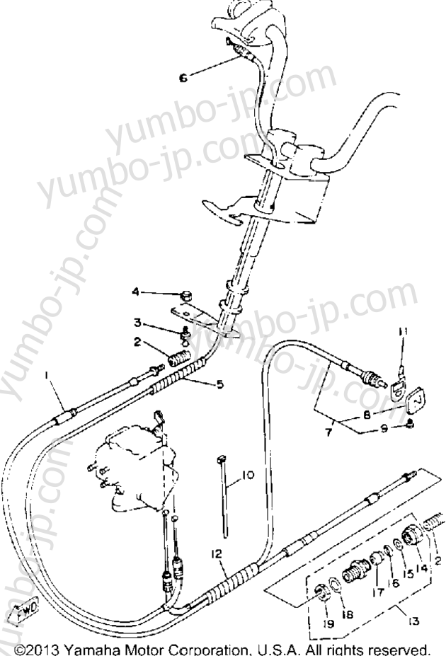 Устройство дистанционного управления / Кабеля для гидроциклов YAMAHA WAVE RUNNER VXR (WRB650R) 1993 г.