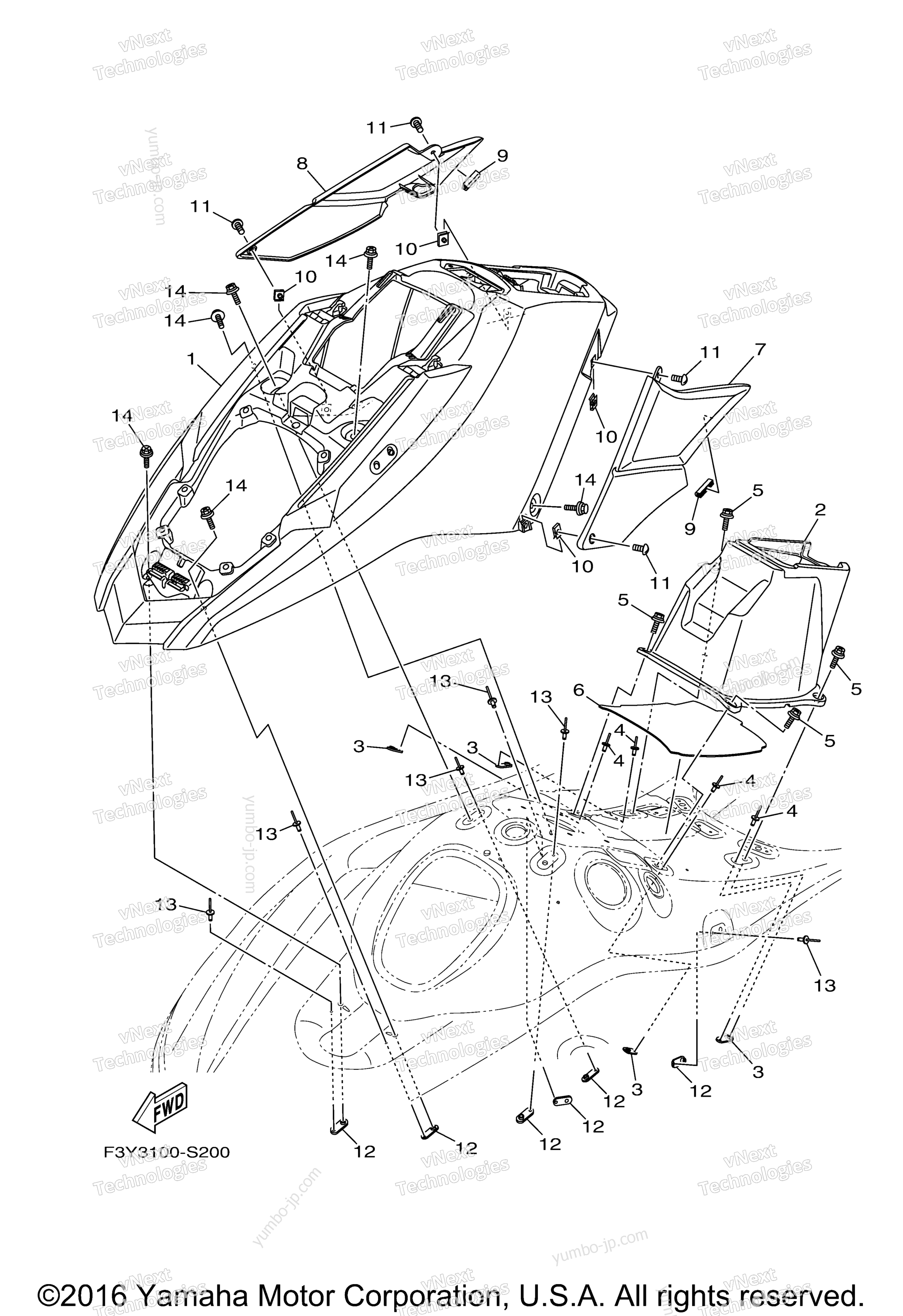 Engine Hatch 1 для гидроциклов YAMAHA EX SPORT (EX1050BS) 2017 г.