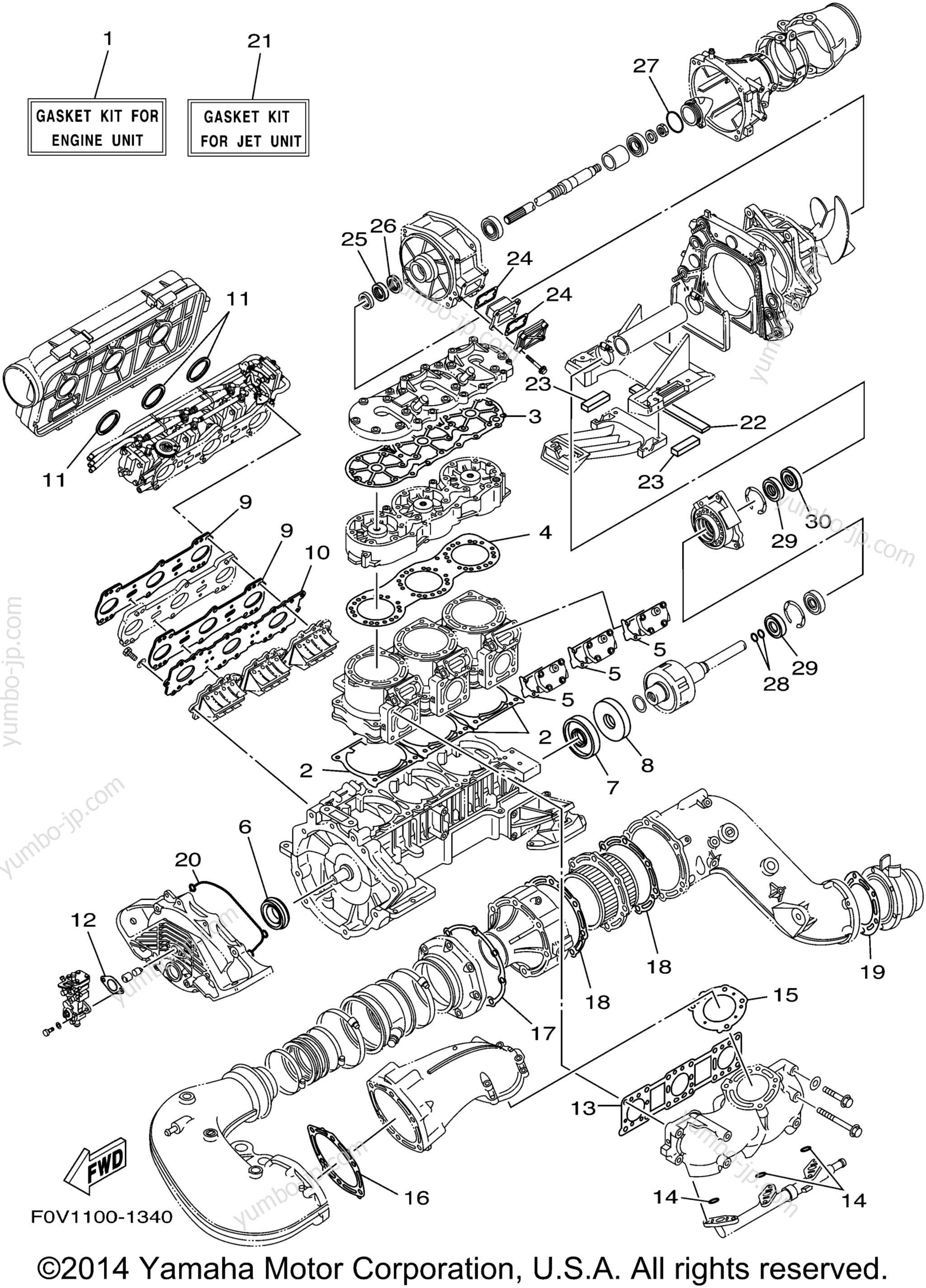 Repair Kit 1 для гидроциклов YAMAHA XLT1200 (XA1200AZ) 2001 г.