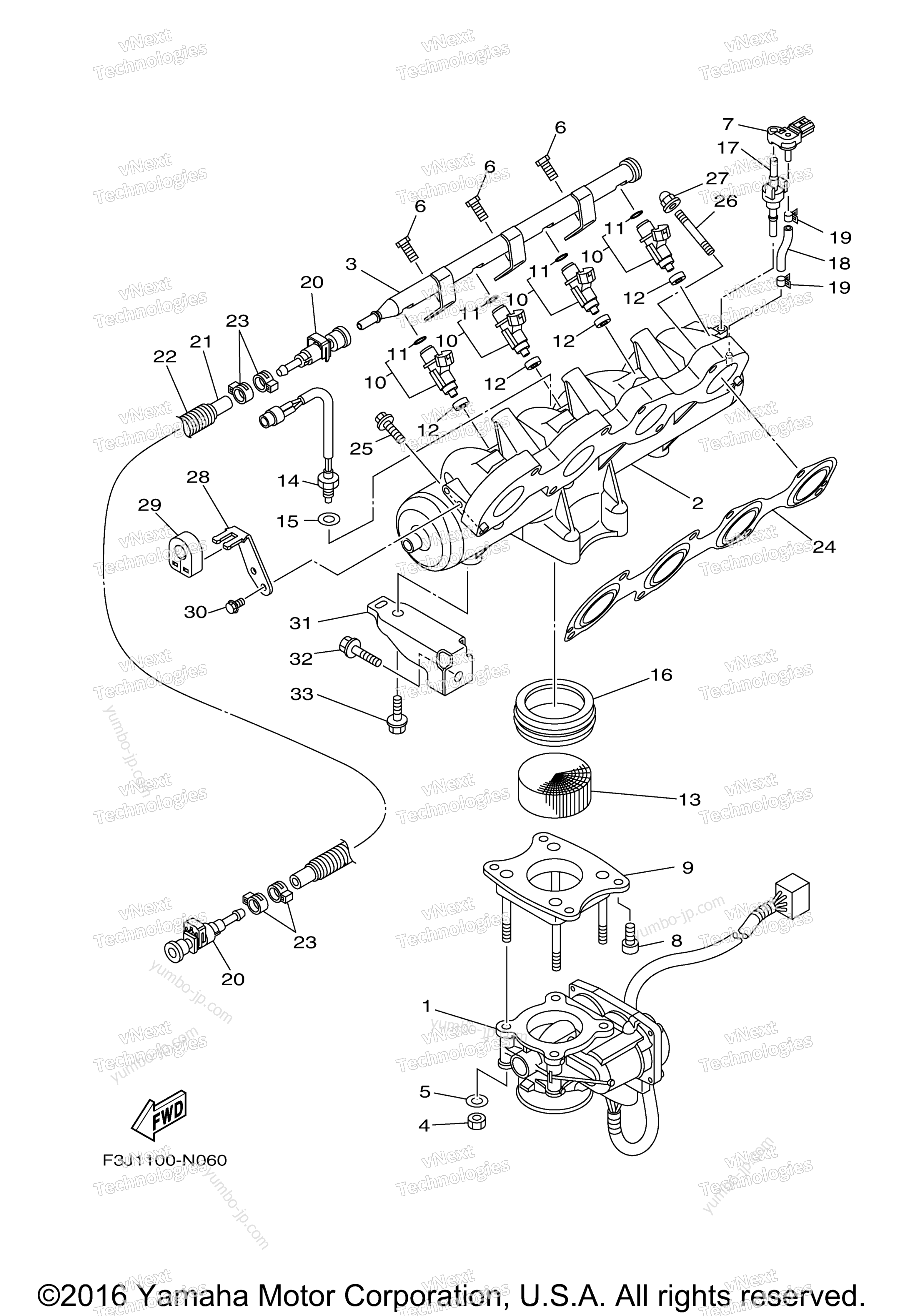 Intake 1 для гидроциклов YAMAHA GP1800 (GP1800S) 2017 г.