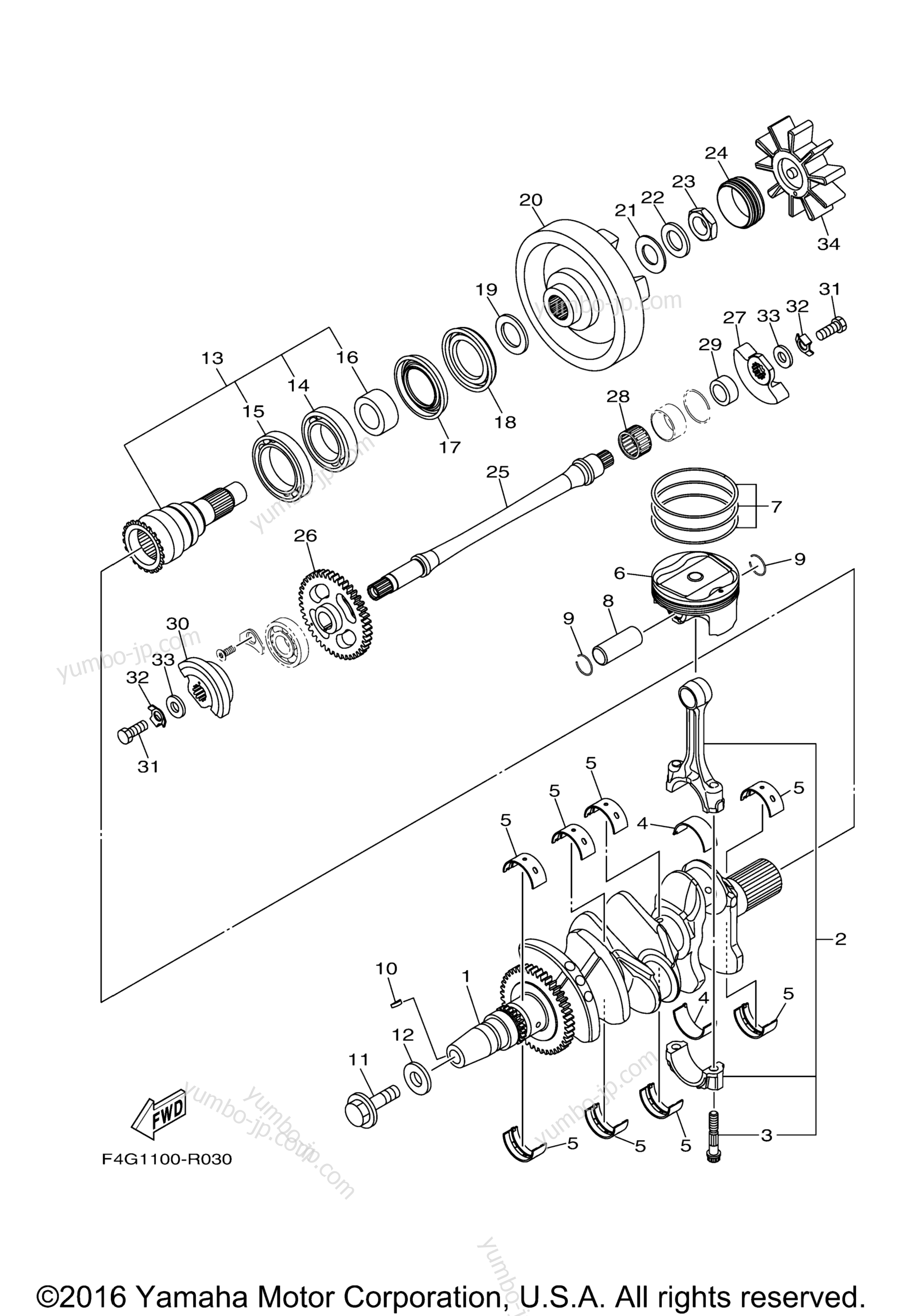 Crankshaft & Piston для гидроциклов YAMAHA WAVERUNNER V1 (VX1050ER) 2016 г.