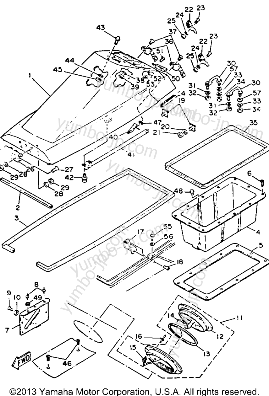 Hull - Deck 1 for watercrafts YAMAHA WAVE RUNNER (WR500R) 1993 year