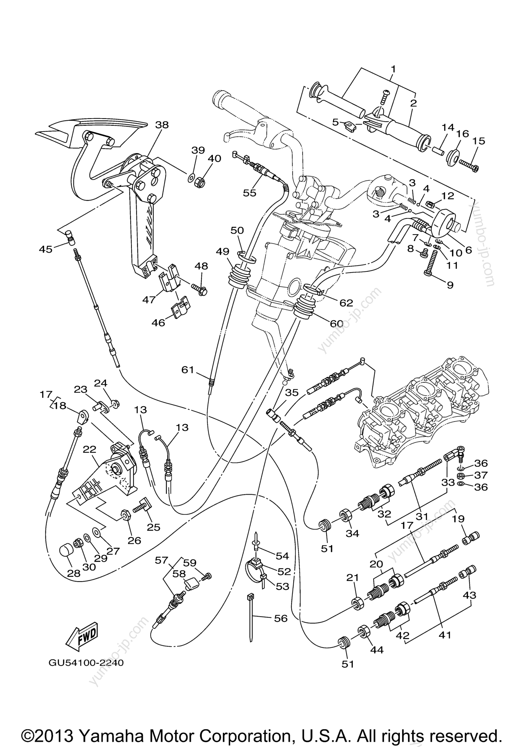 Устройство дистанционного управления / Кабеля для гидроциклов YAMAHA SUV1200 (SV1200A) 2002 г.
