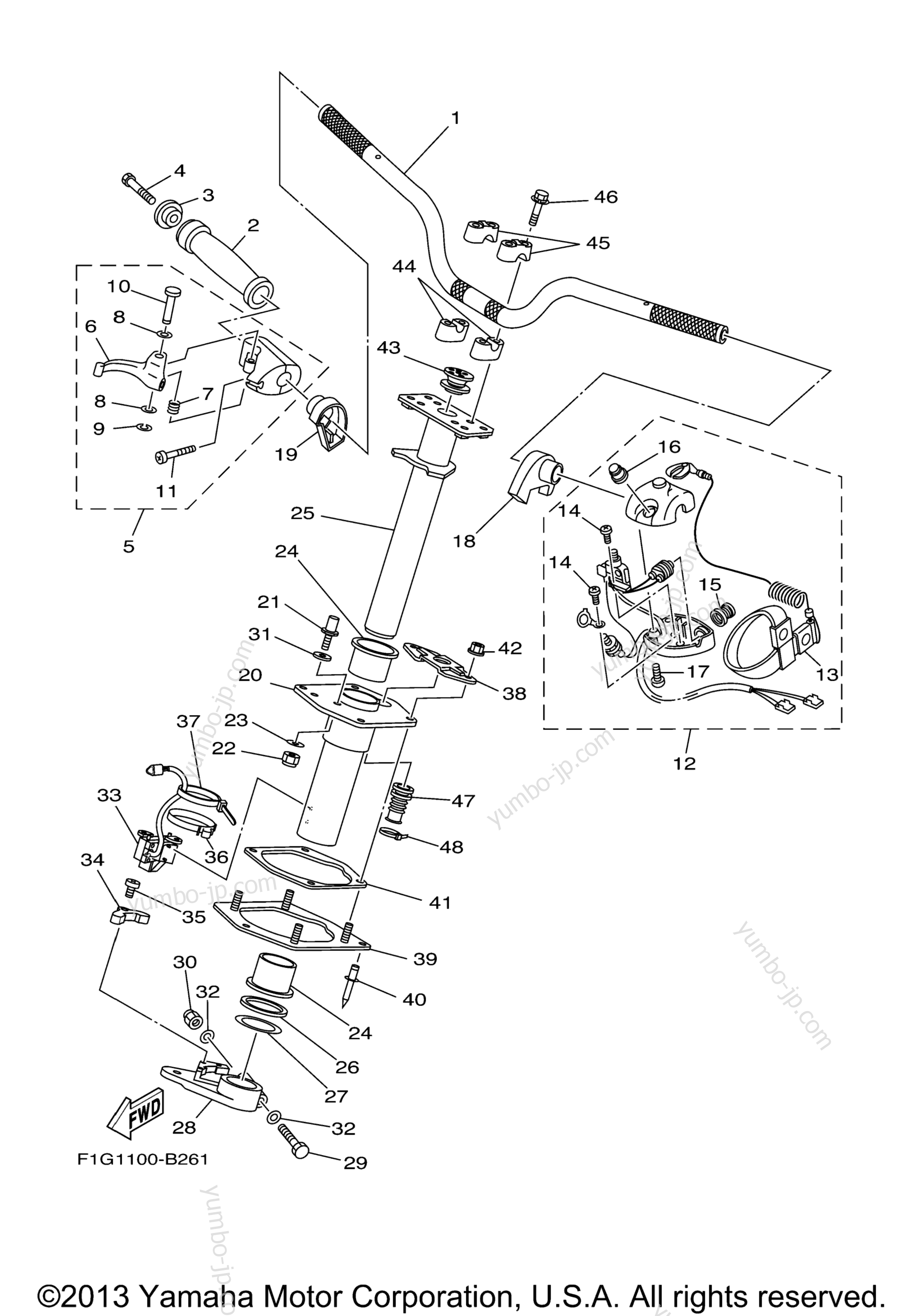 Steering 1 для гидроциклов YAMAHA GP1300R (GP1300CC) CA 2004 г.