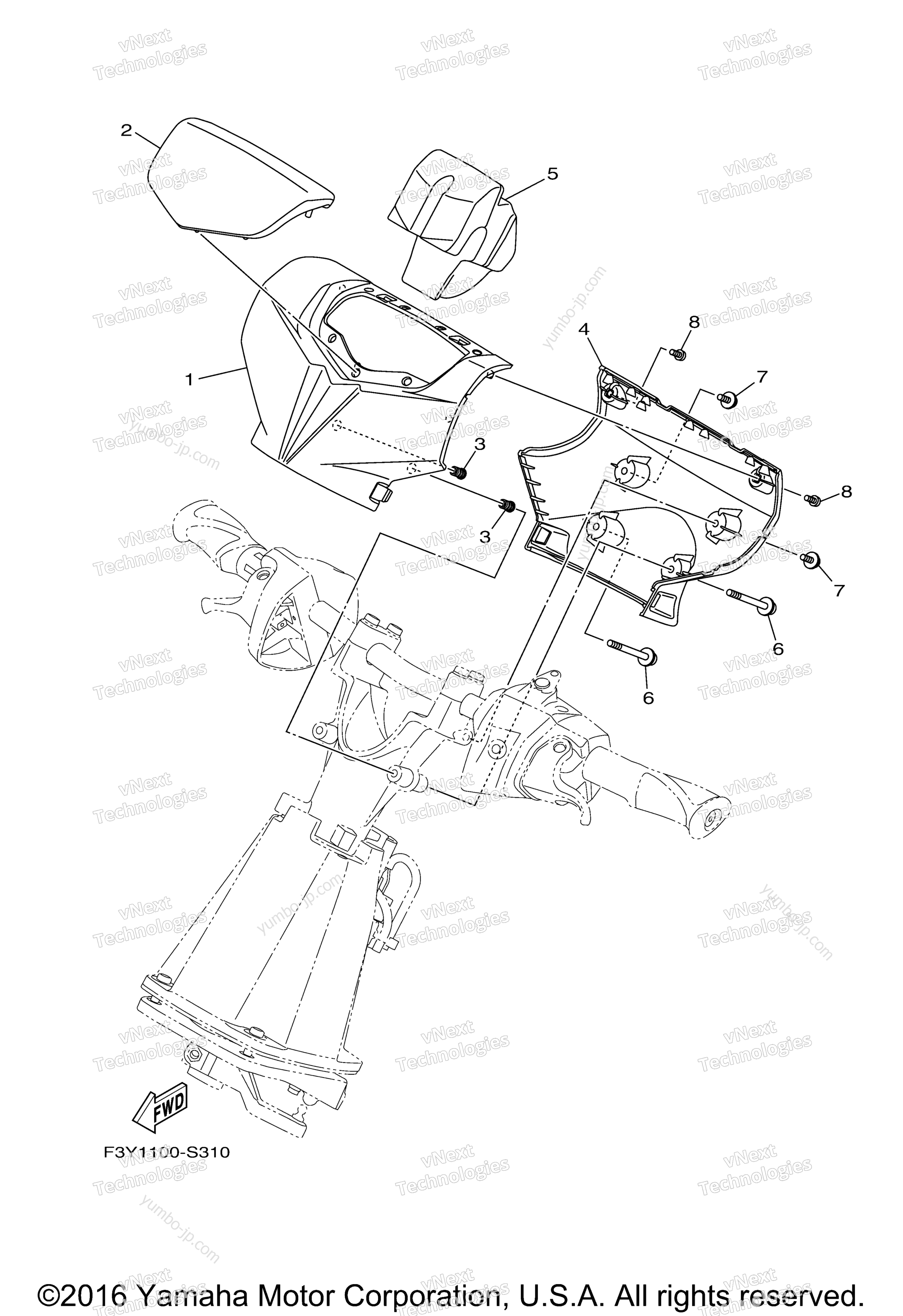 Steering 3 для гидроциклов YAMAHA EX SPORT (EX1050BS) 2017 г.